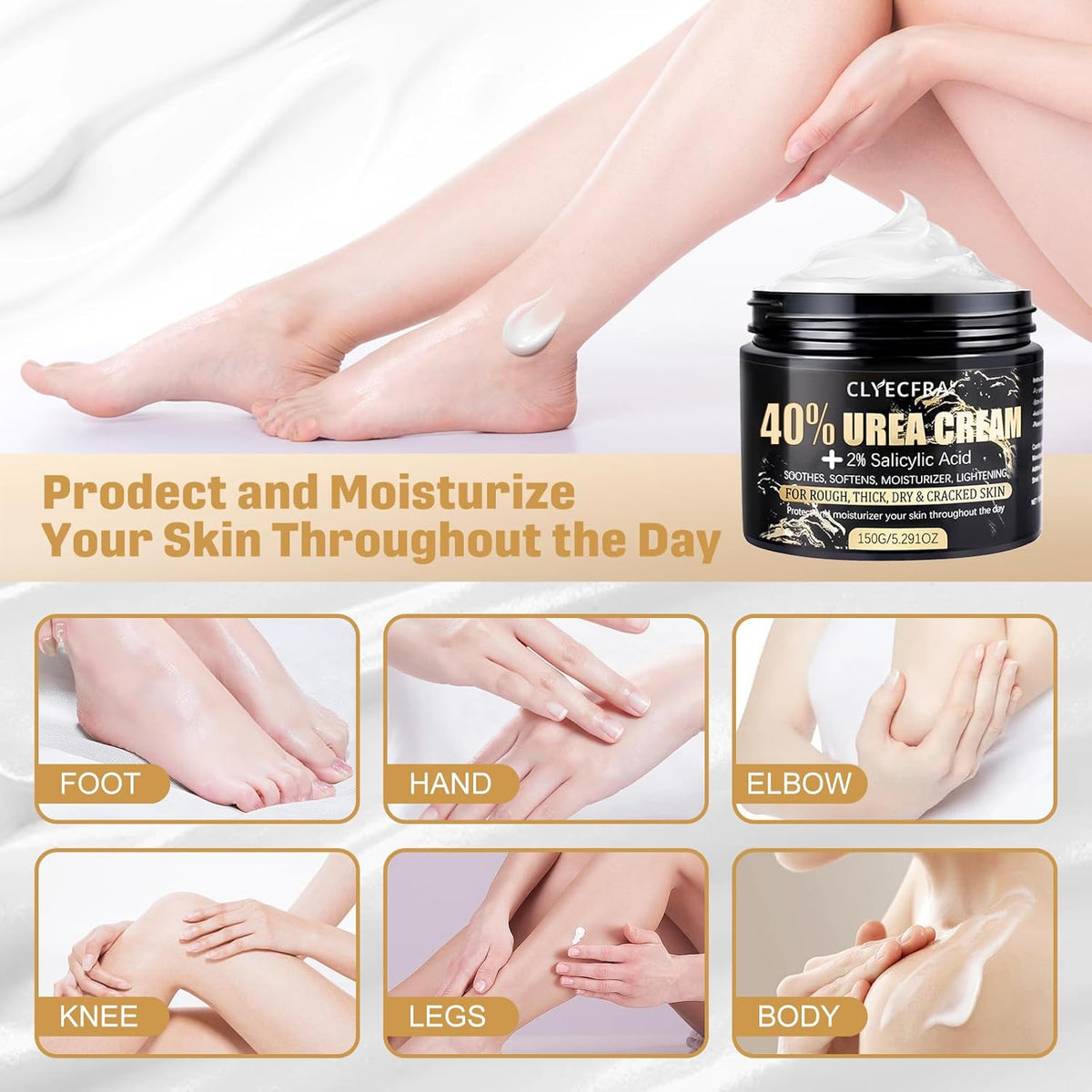 40% Urea Cream with 2% Salicylic Acid, Urea Cream 40 Percent for Feet & Hands- Maximum Strength