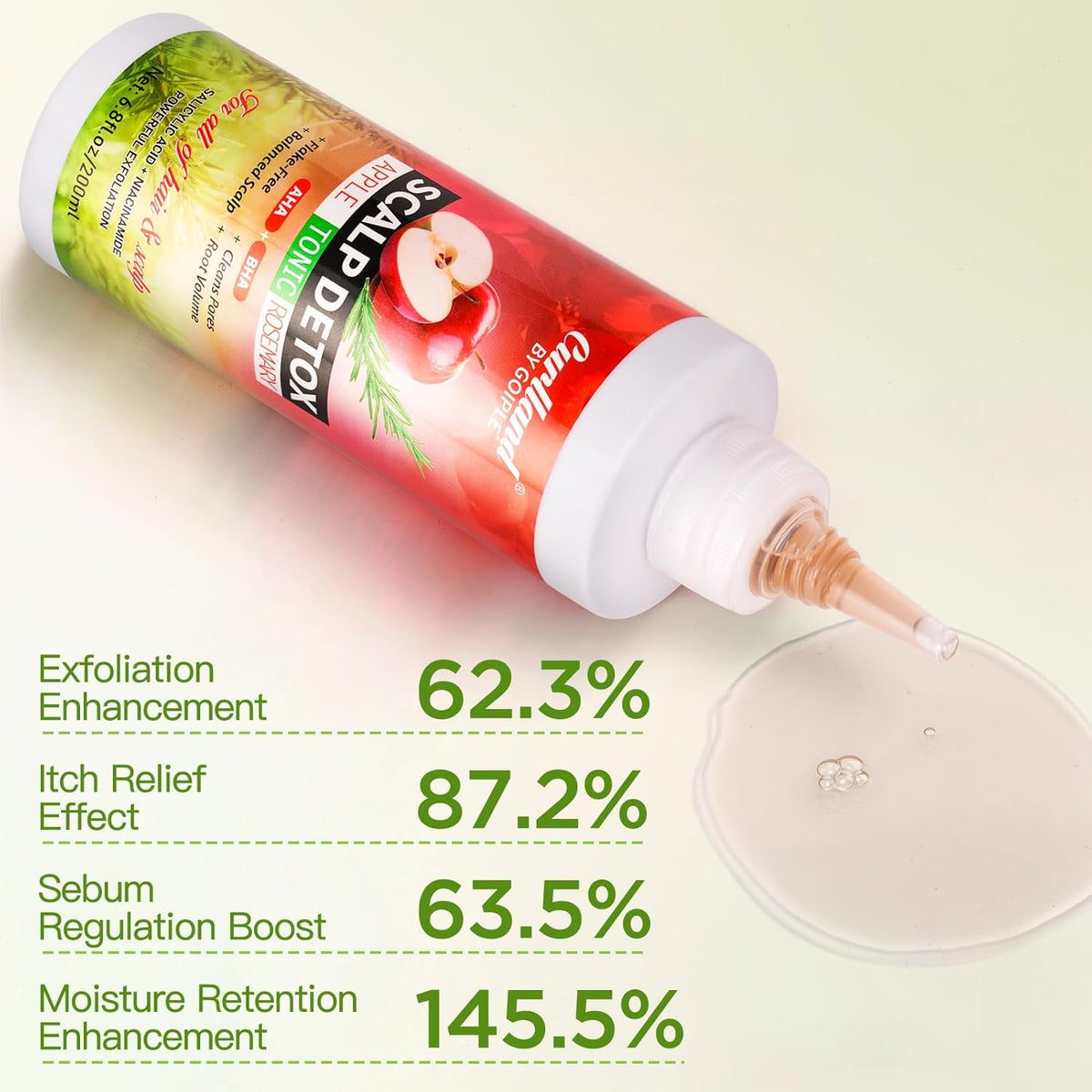 Rosemary & Apple Scalp Exfoliating Tonic - Scalp Detox Serum Deep Cleansing & Clarifying Treatment