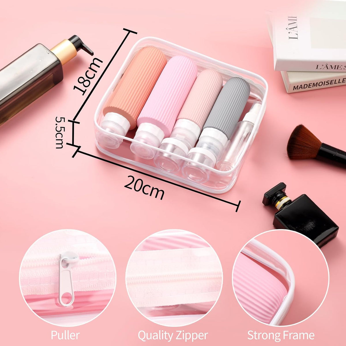 16 Pack Travel Bottles for Toiletries, Oversize Silicone Travel Containers jar for Toiletries, Leak
