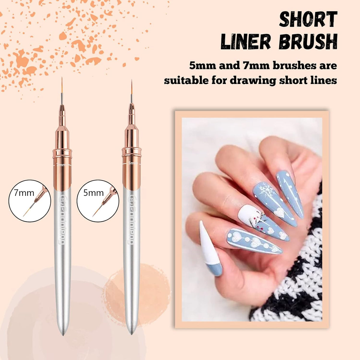 Liner Brush for Nails, 6Pcs Thin Nail Art Brushes Professional Nail Detail Brush for Gel Polish