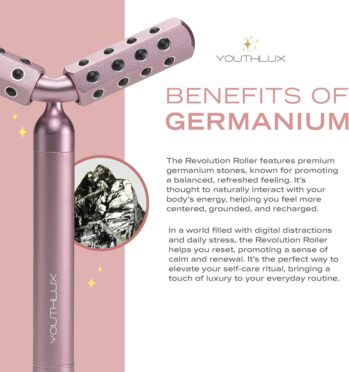 Revolution Roller - Germanium Stone Uplifting Face/Body Beauty Massage Tool/Roller/Wand for Skin