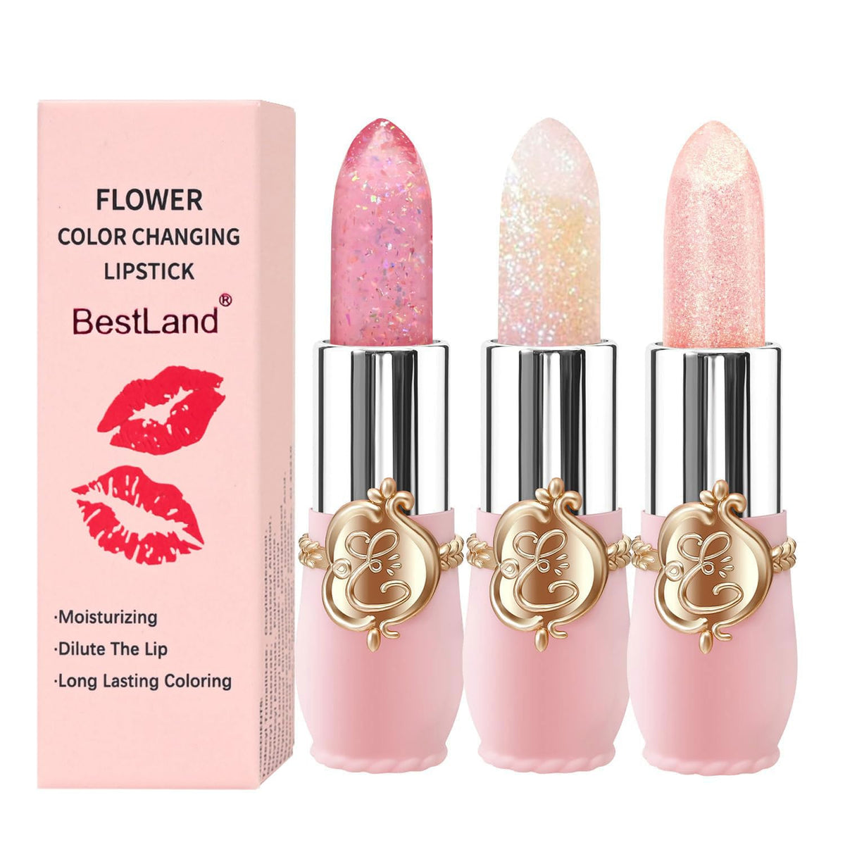 3 Pcs/Set Flower Jelly Lipstick Set Temperature Change Moisturizer Long Lasting Nutritious Glossy