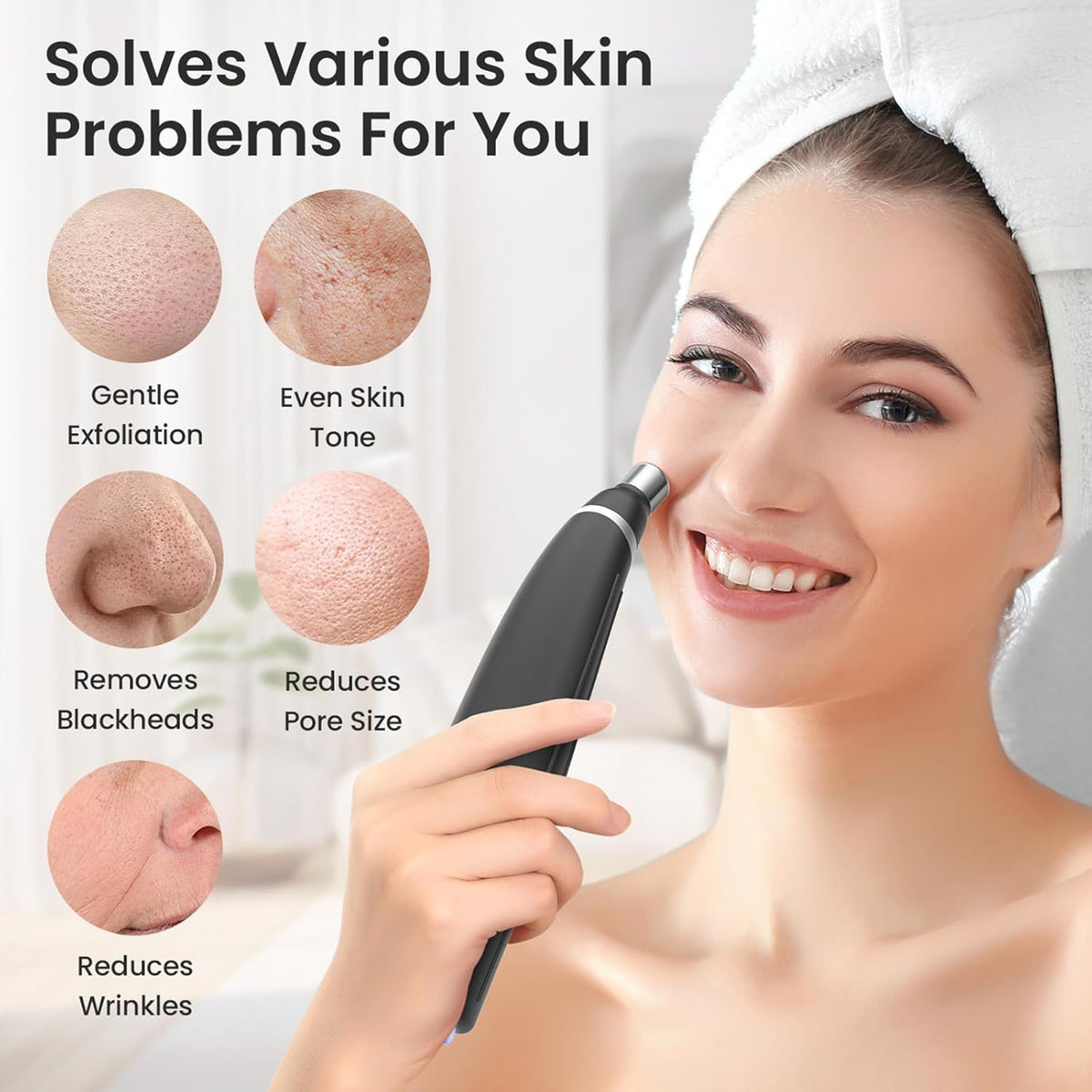 Diamond Microdermabrasion Machine, UNOISETION Rechargeable Micro Dermabrasion Facial Tool with 12