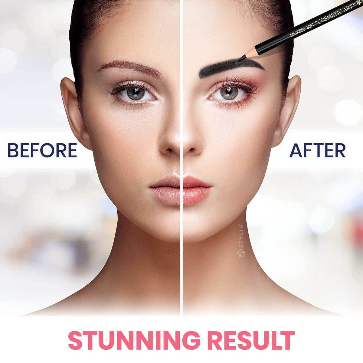 Stylia Waterproof Eyebrow Pencils For Women – Long-Lasting Microblading Supplies Brow Pencil