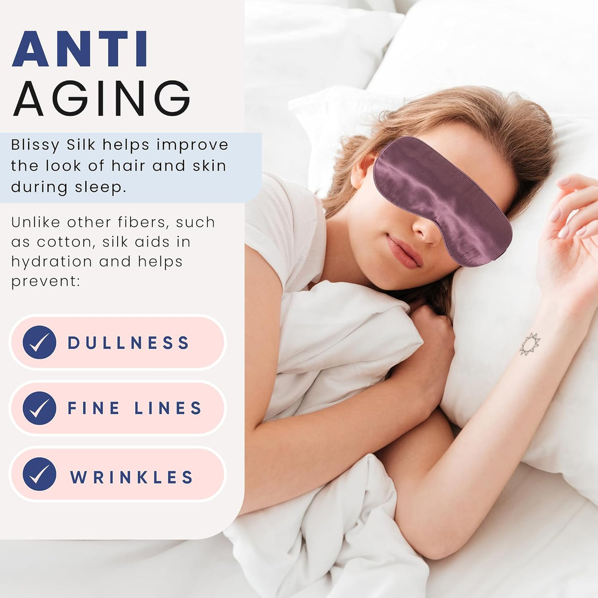 Blissy Silk Sleep Mask - Silk Eye Sleeping Mask for Women & Men for Total Blackout - 100% Pure
