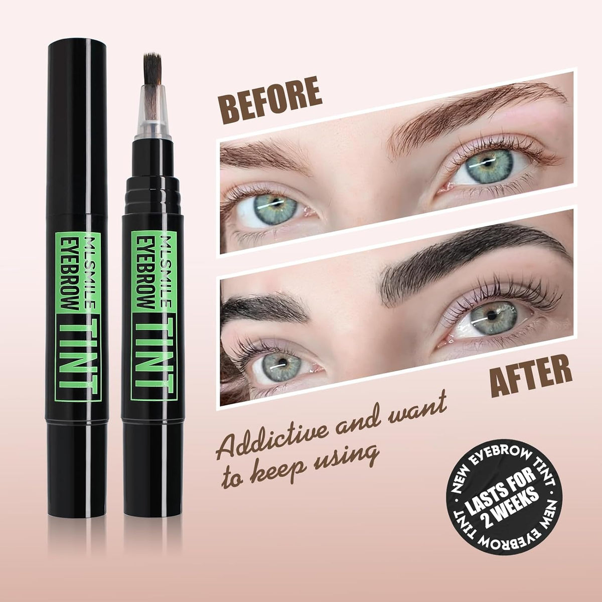 2PCS Temporary Eyebrow Tint Set, Grey Black Tattoo Eyebrow Gel, Natural Color Eye-Brow Gel