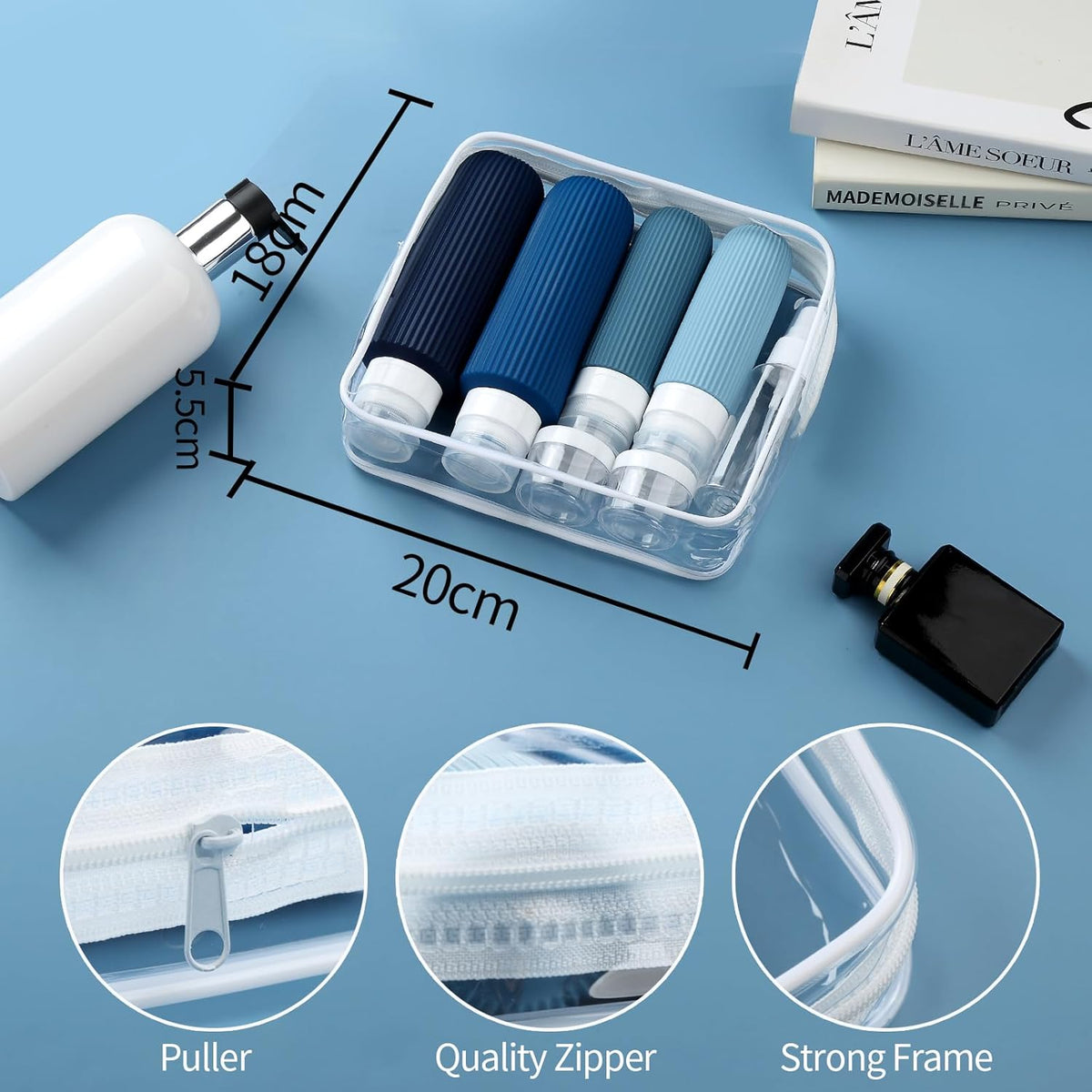 16 Pack Travel Bottles for Toiletries, Large 6oz Silicone Travel Containers jar for Toiletries