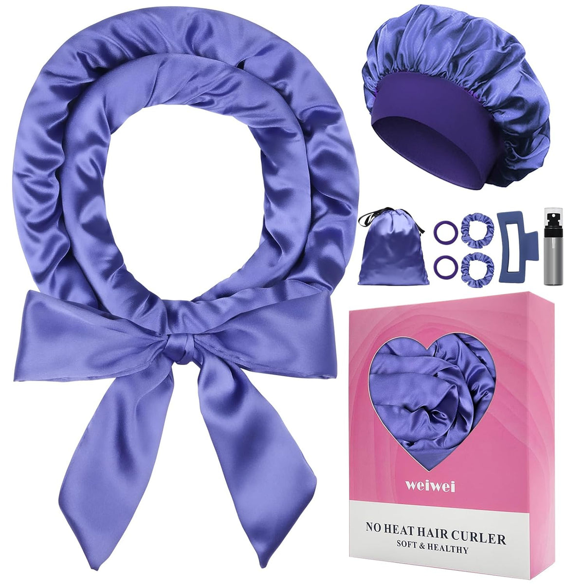 weiwei Satin Heatless Curlers Hair Curler, No Heat Curls Overnight Hair Curlers to Sleep In