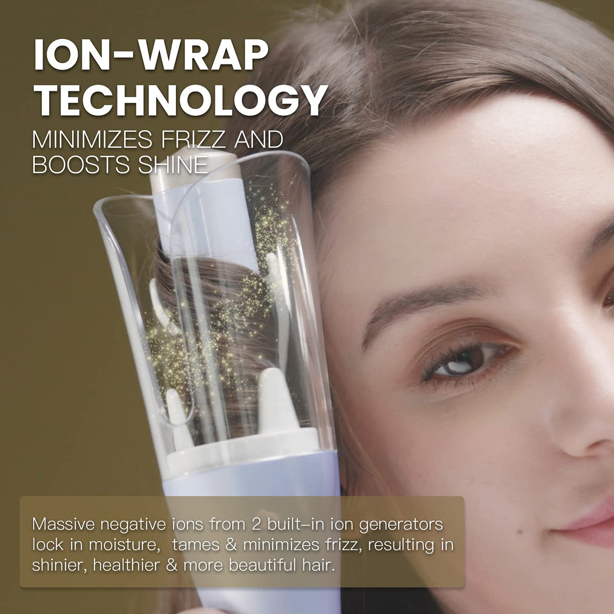 LENA Geniecurl Auto Hair Curler Ion Wrap Transparent Curling Wand with 1" Ceramic Ionic Barrel and