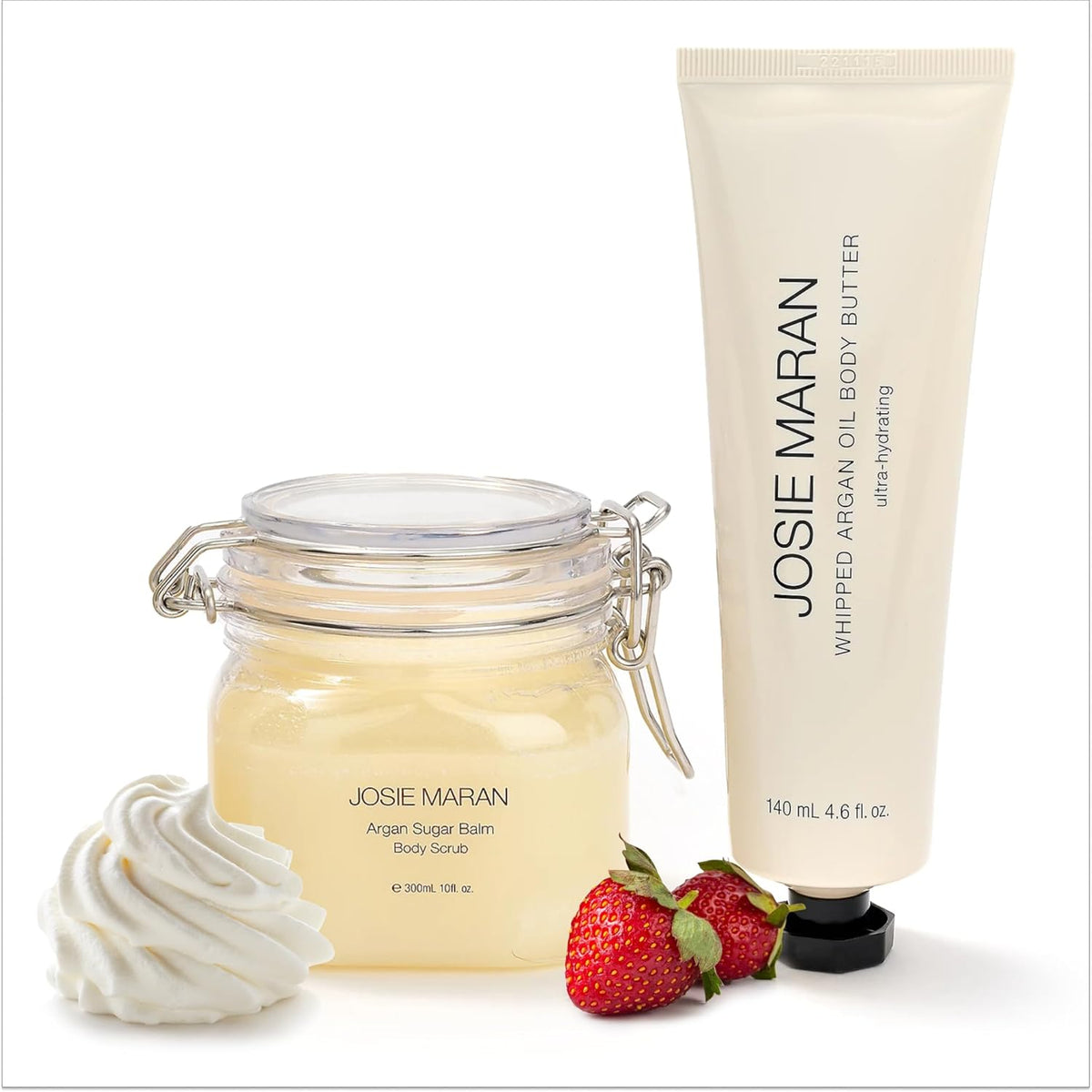 Josie Maran Bod Squad Body Care Set - Includes Argan Sugar Scrub & Body Butter - Nourishes Skin