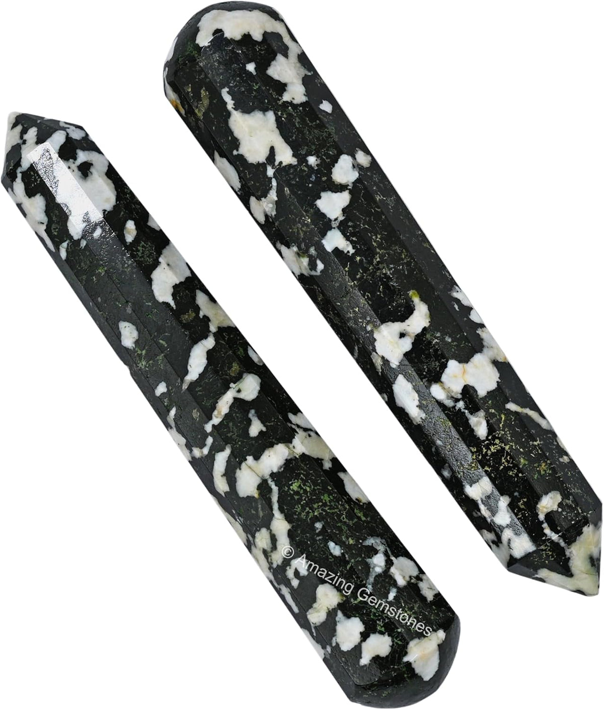 Amazing Gemstone Black and White Tourmaline Crystal Wand Massage Stick - Pelvic Wand Gua Sha for