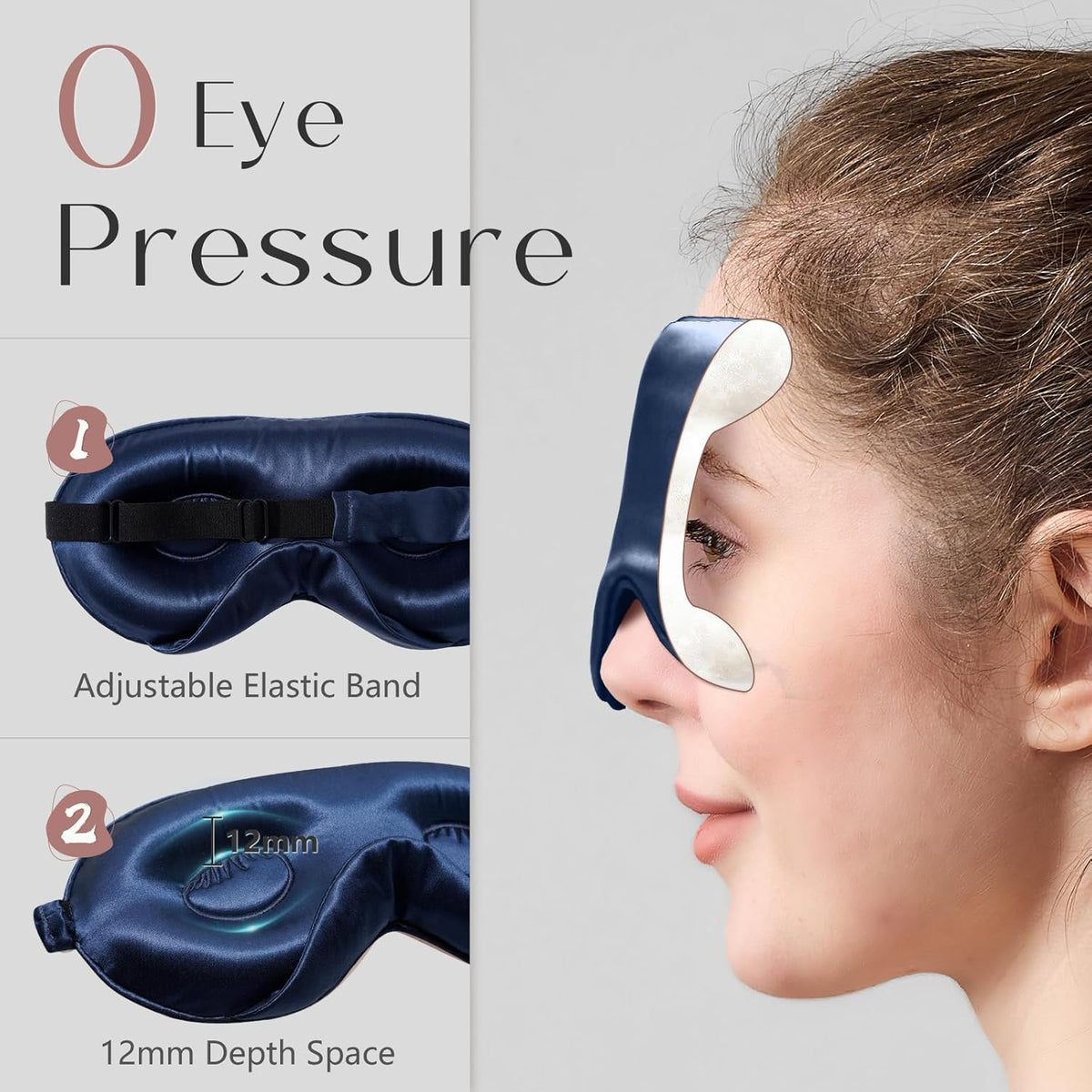 ZIMASILK Adjustable 22 Momme 100% Mulberry Silk Sleep Mask, Upgraded 3D Contoured Cup Eye Mask for