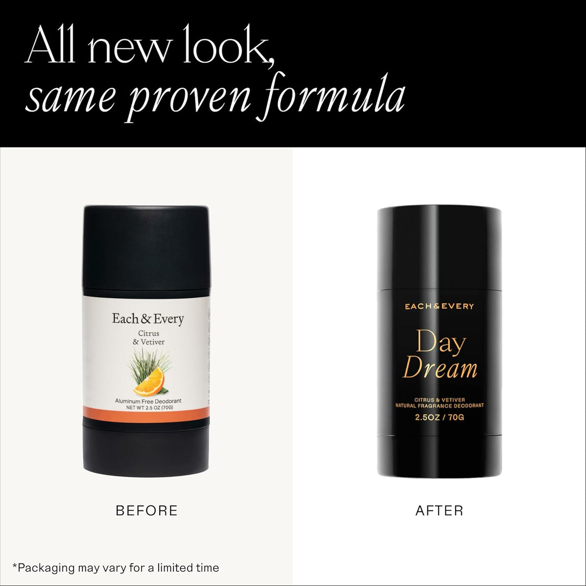 Each & Every Aluminum Free Deodorant for Women & Men, Citrus & Vetiver - All Natural Deodorant for