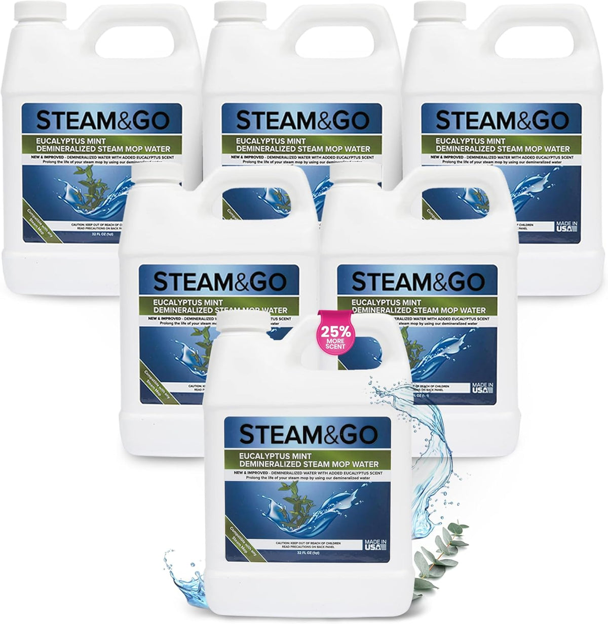 Steam & Go Demineralized Water for Steam Cleaner, PVC-Free Floor Cleaning Liquid Compatible With