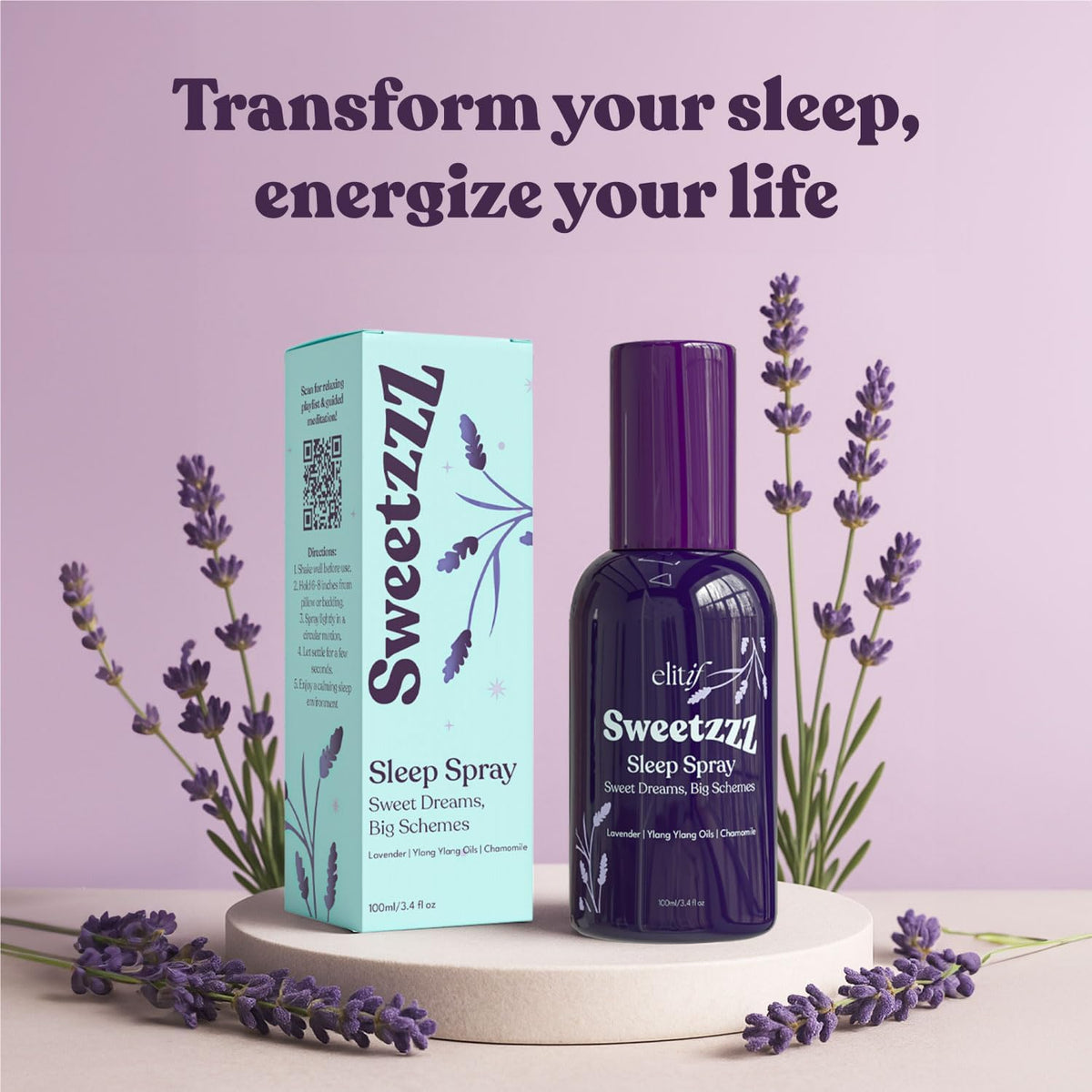 Lavender Pillow Spray for Sleeping – Aromatherapy Sleep Mist & Natural Bedtime Linen & Room Spray