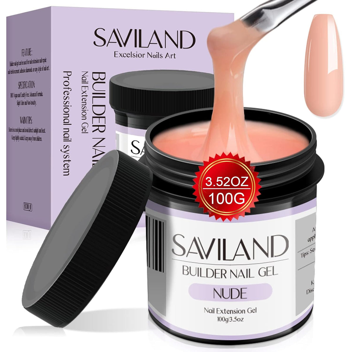 SAVILAND 100 g Builder Nail Gel U V - 3.5 oz Nude Color Hard Gel for Nails High-Capacity for Nail