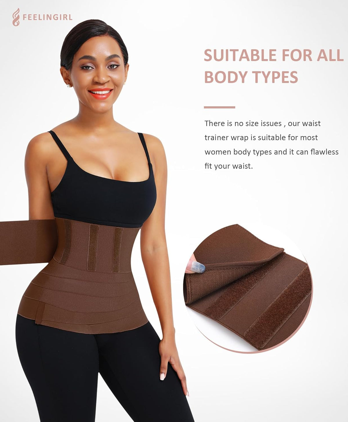FeelinGirl Waist Trainer for Women Bandage Wrap Trimmer Belt Long Torso Tummy Wraps Belly Body