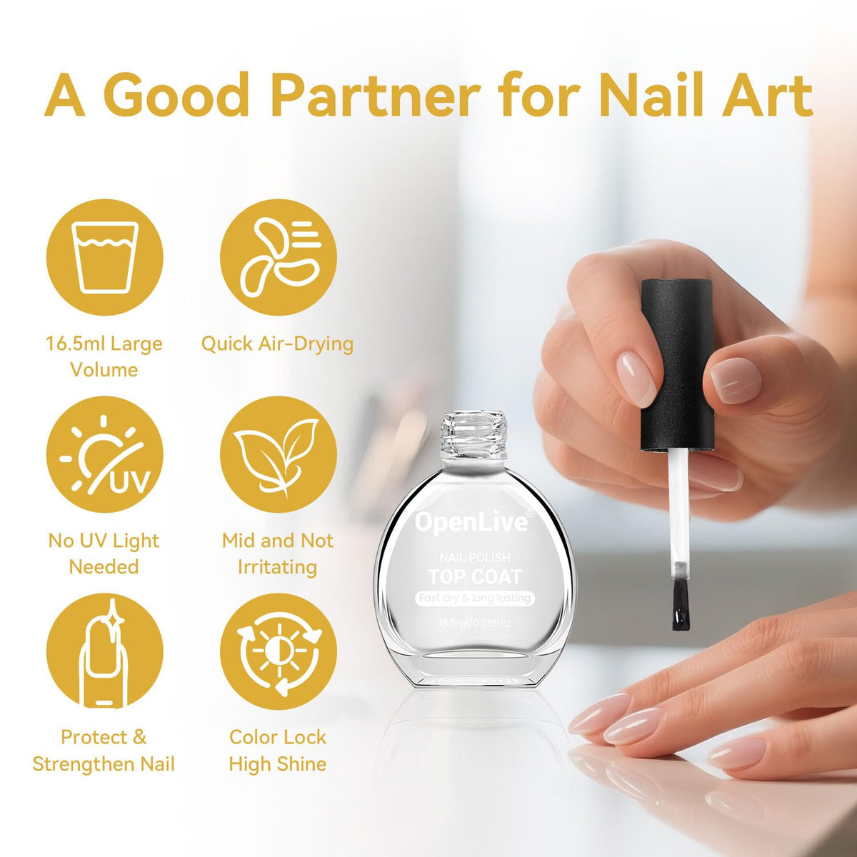 3PCS 16.5ml Quick Dry Base and Top Coat Nail Polish and Gel Remover Set, Base and Top Coat No U V