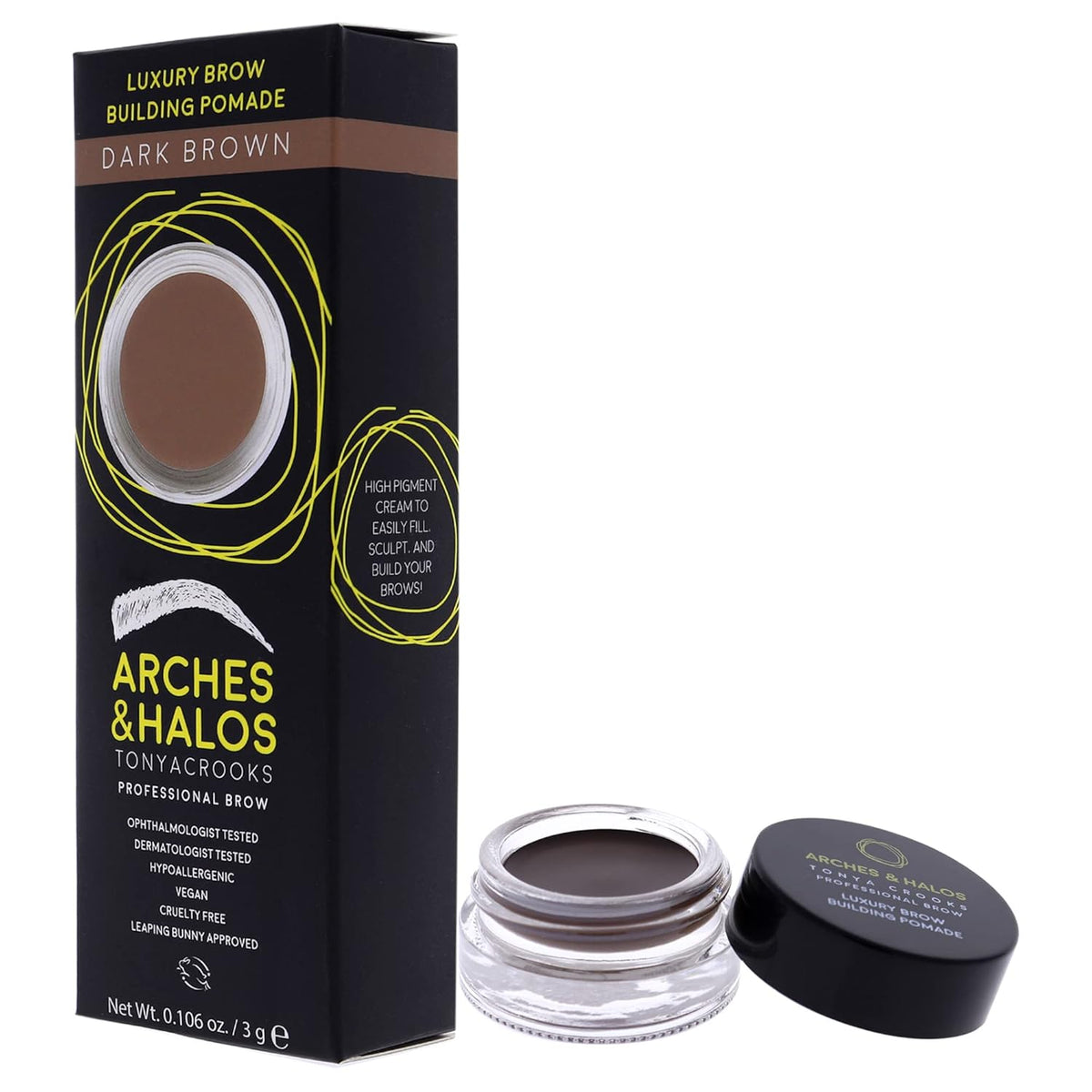 Arches and Halos Luxury Brow Building Pomade - Vegan Eyebrow Pomade - Creamy, Long Wearing Color