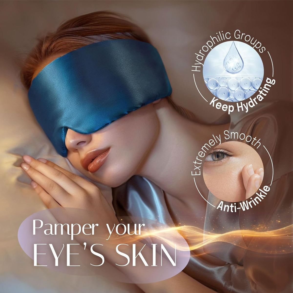 Silk Sleep Mask Soft Pressureless: 100% Mulberry Silk for Eye Skin Anti Wrinkles, Large Size for