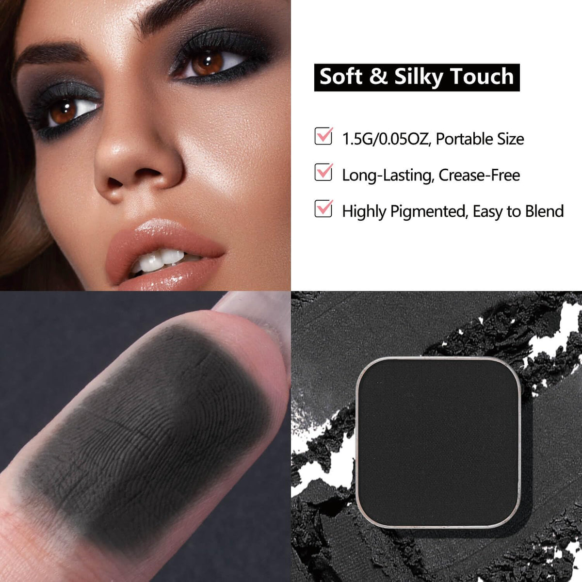 3-Color Eyeshadow Combo Pack – Matte & Shimmer Neutral Shades,Powder, Highly Pigmented