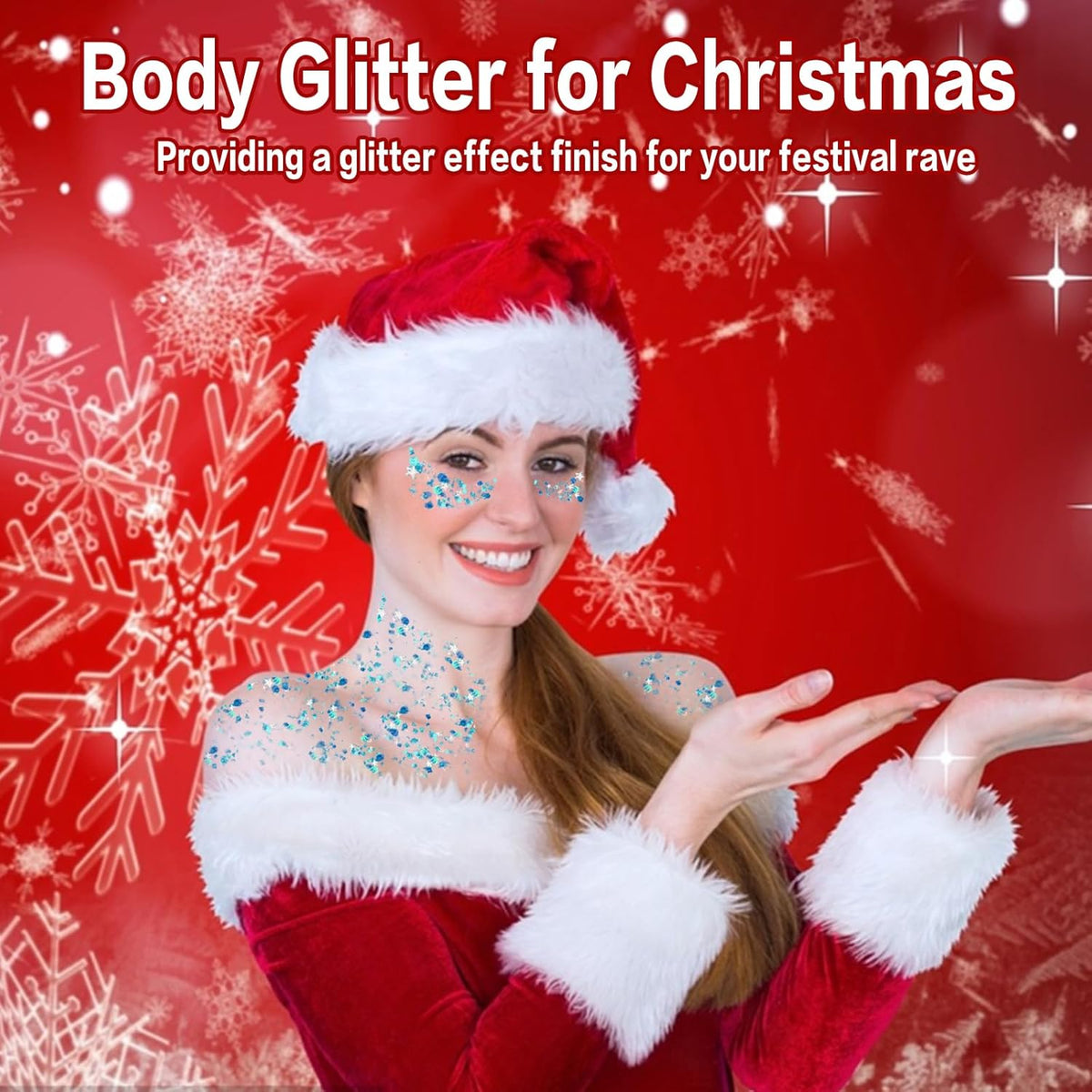 MEICOLY Light Blue Body Glitter,Mermaid Princess Face Glitter Gel,Ice Blue Glitter Face Paint for