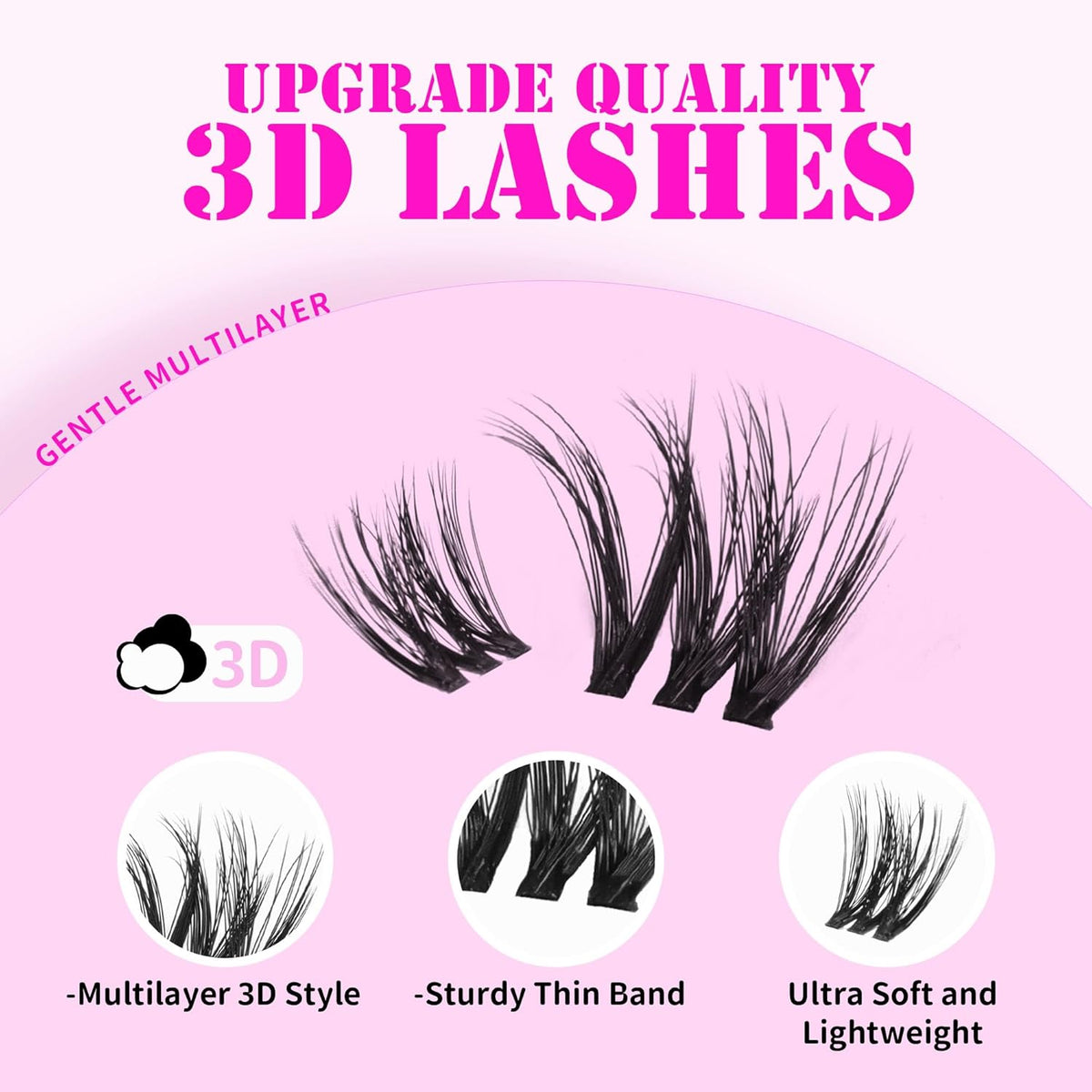 GAQQI Lash Clusters, Cluster Eyelash Extensions 110 Cluster Lashes, Wispy Volume Eyelash Clusters