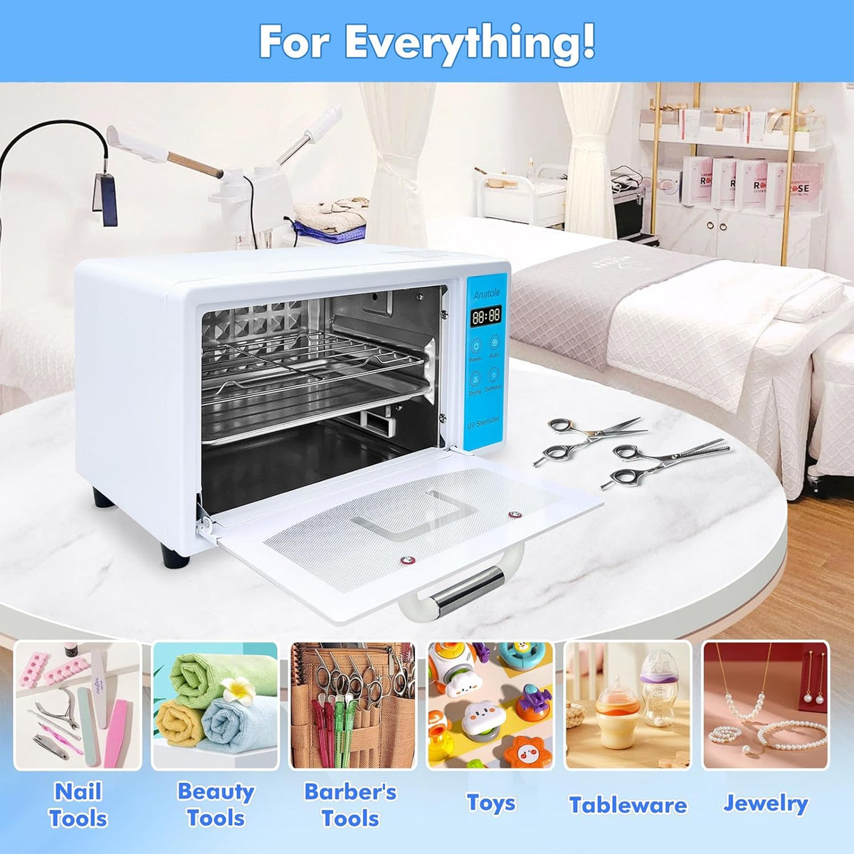 Anatole UV Light Nail Tool Cleaning Machine Dryer 10L Multifunctional Cleaner Box 160W Professional