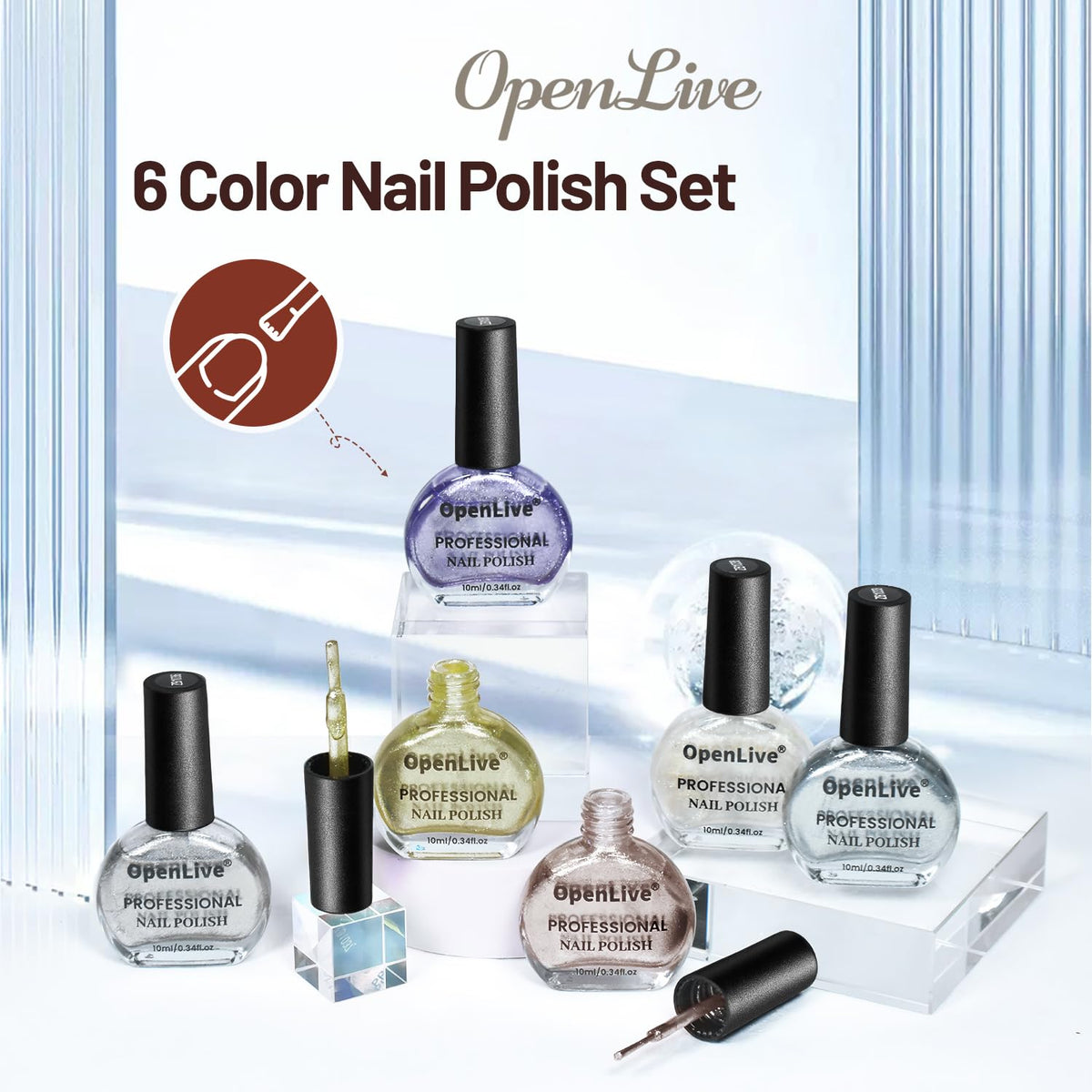 10ml Glitter Nail Polish Set 6 Colors Glitter Effect All Seasons Neutral Color Quick Dry Nail