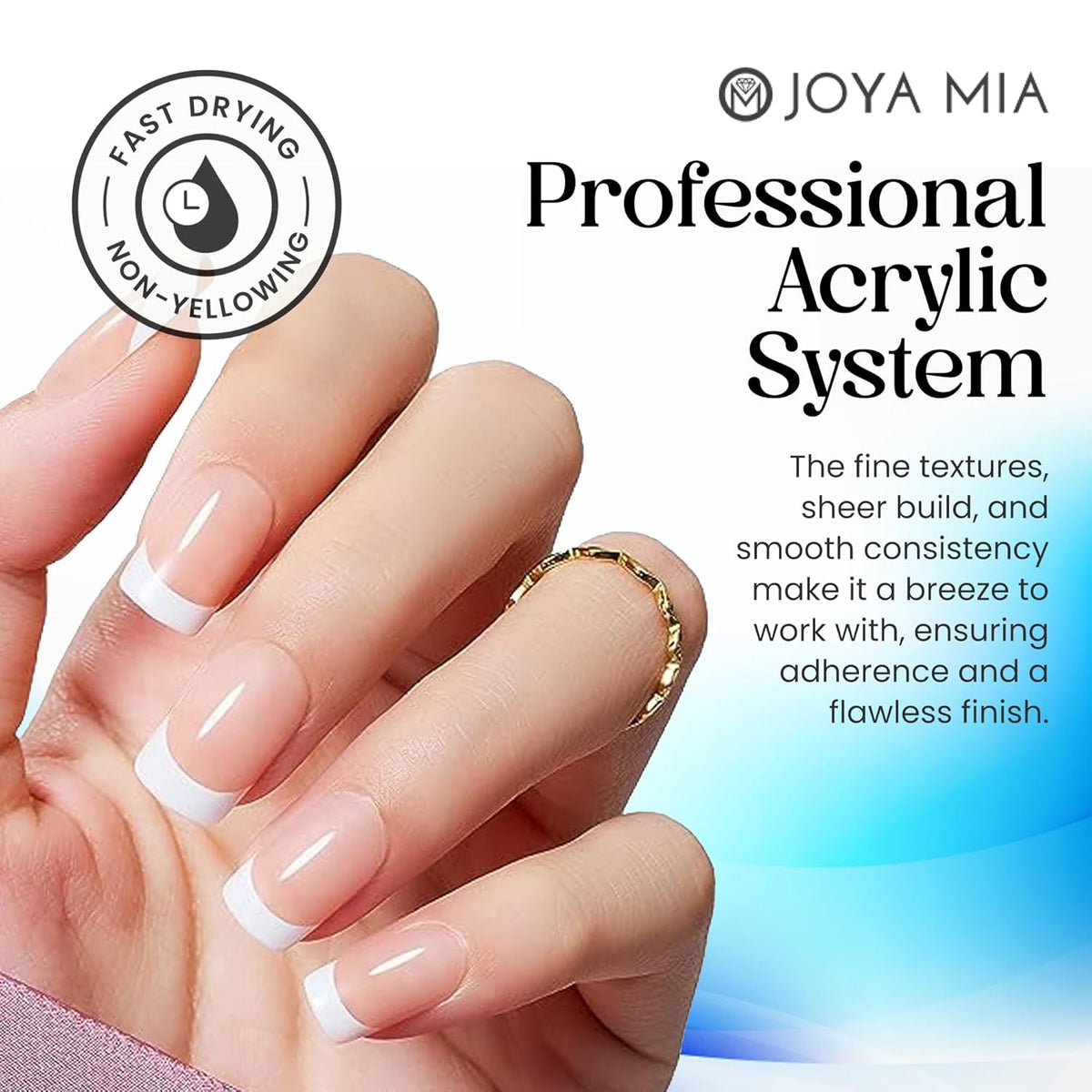 Joya Mia Acrylic Powder for Nails, MMA-Free, Super Adhesion Professional Powder for Flawless &
