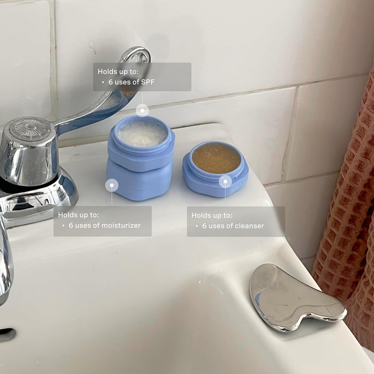 Cadence Travel Containers Basic Skincare Set - Magnetic Containers with Lids,Carry On Travel