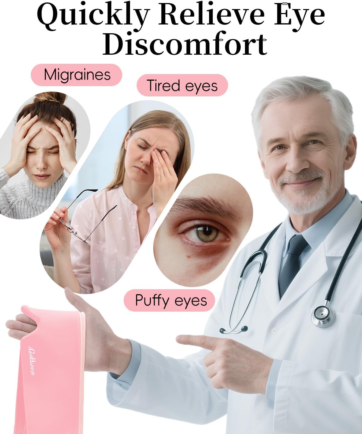 Cooling Eye Mask for Puffy Eyes, Headache and Migraine Relief Gel Eye Mask, for Headache