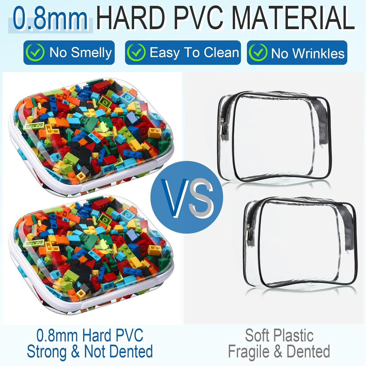 Sanwuta 6 Pcs Clear Hard Zipper Case Pencil Pouches Hard Plastic Zipper Pouches Makeup Bag