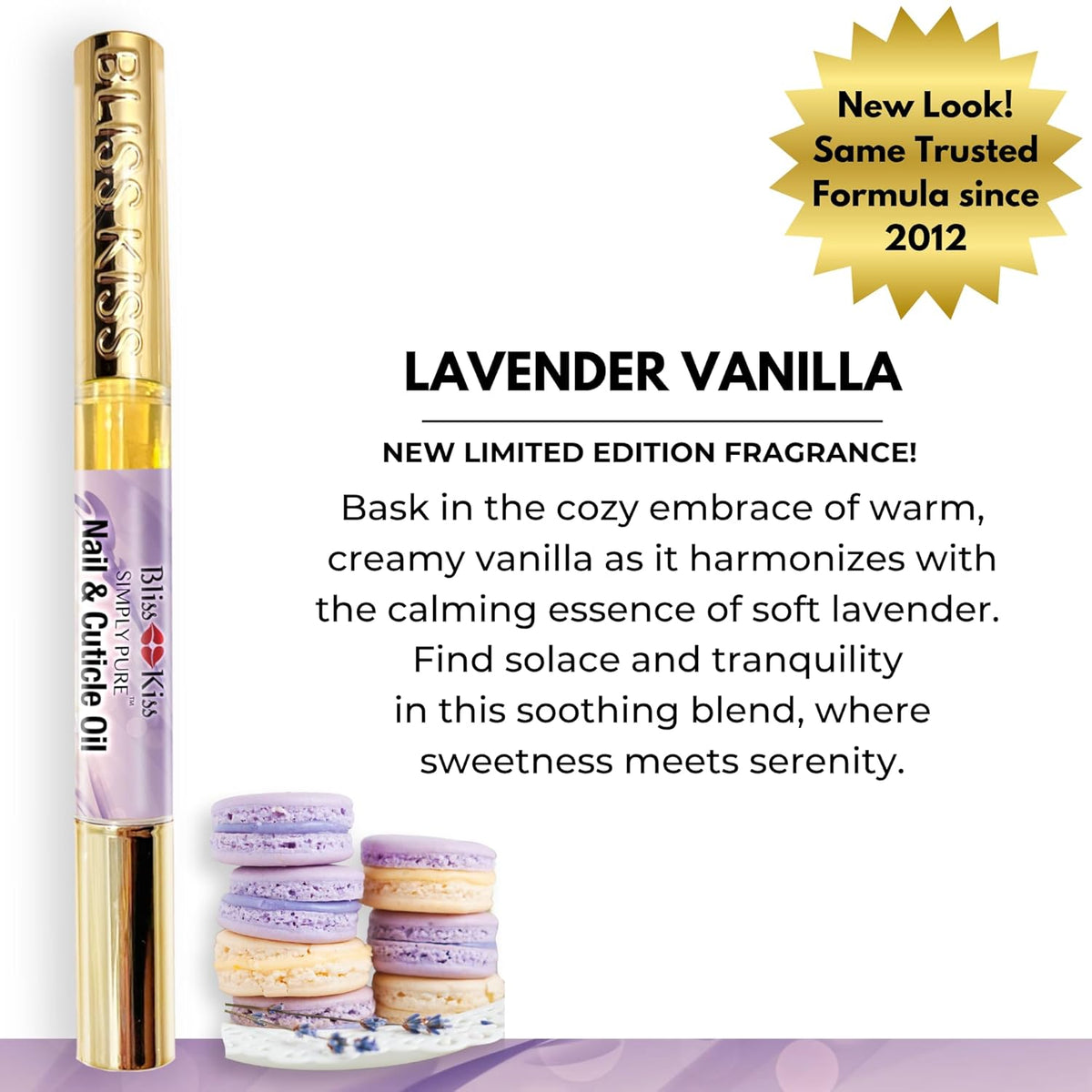 Bliss Kiss | 1 Lavender Vanilla | Nail Oil Cuticle Pen w/Vitamin E & Jojoba⏤Nail Strengthener Nail