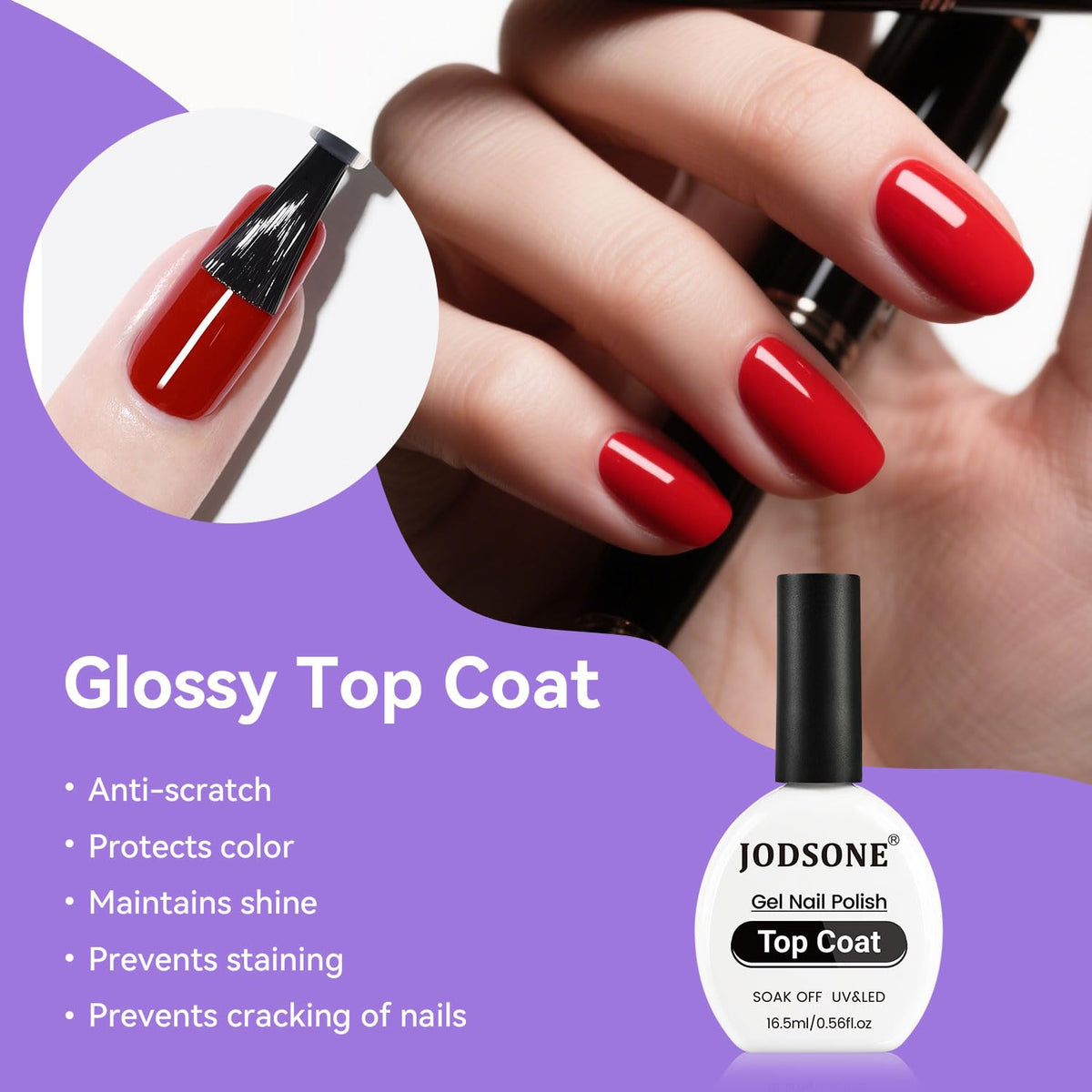 JODSONE 3Pcs 16.5ml Top Coat and Base Coat Set with Nail Glue Gel No Wipe Top Coat Base Nail Glue
