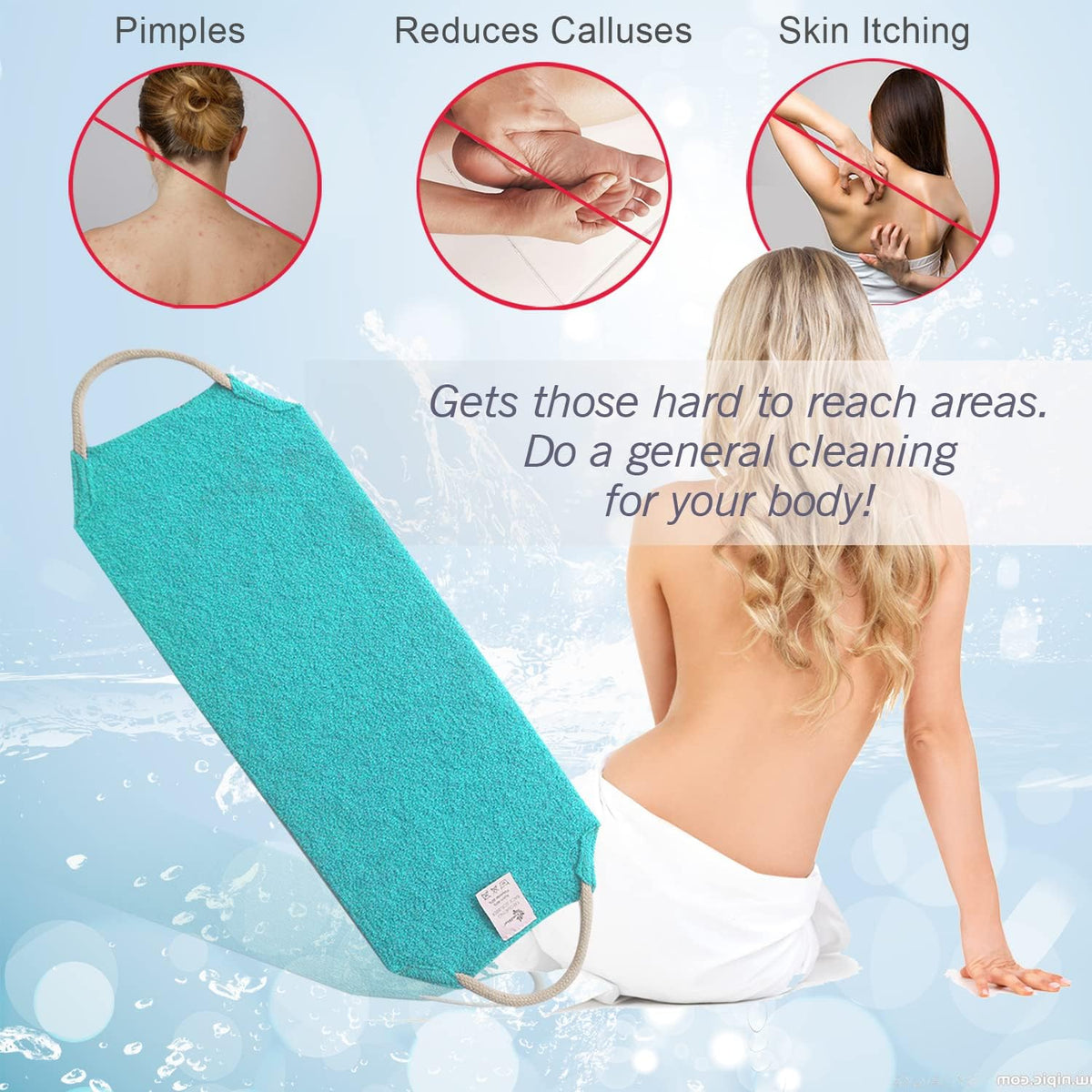 Evridwear Exfoliating Back Scrubber with Handles Two Sides for Body Shower Deep Cleans Skin