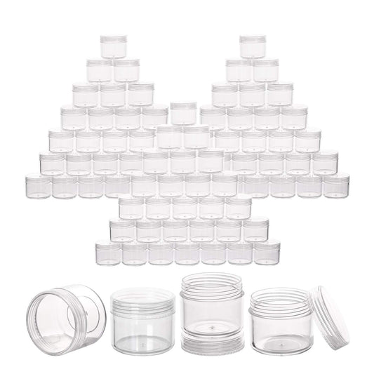 100 Count Clear Plastic Sample Containers 20g Empty Jars Cosmetic Containers with Lids Leak Proof