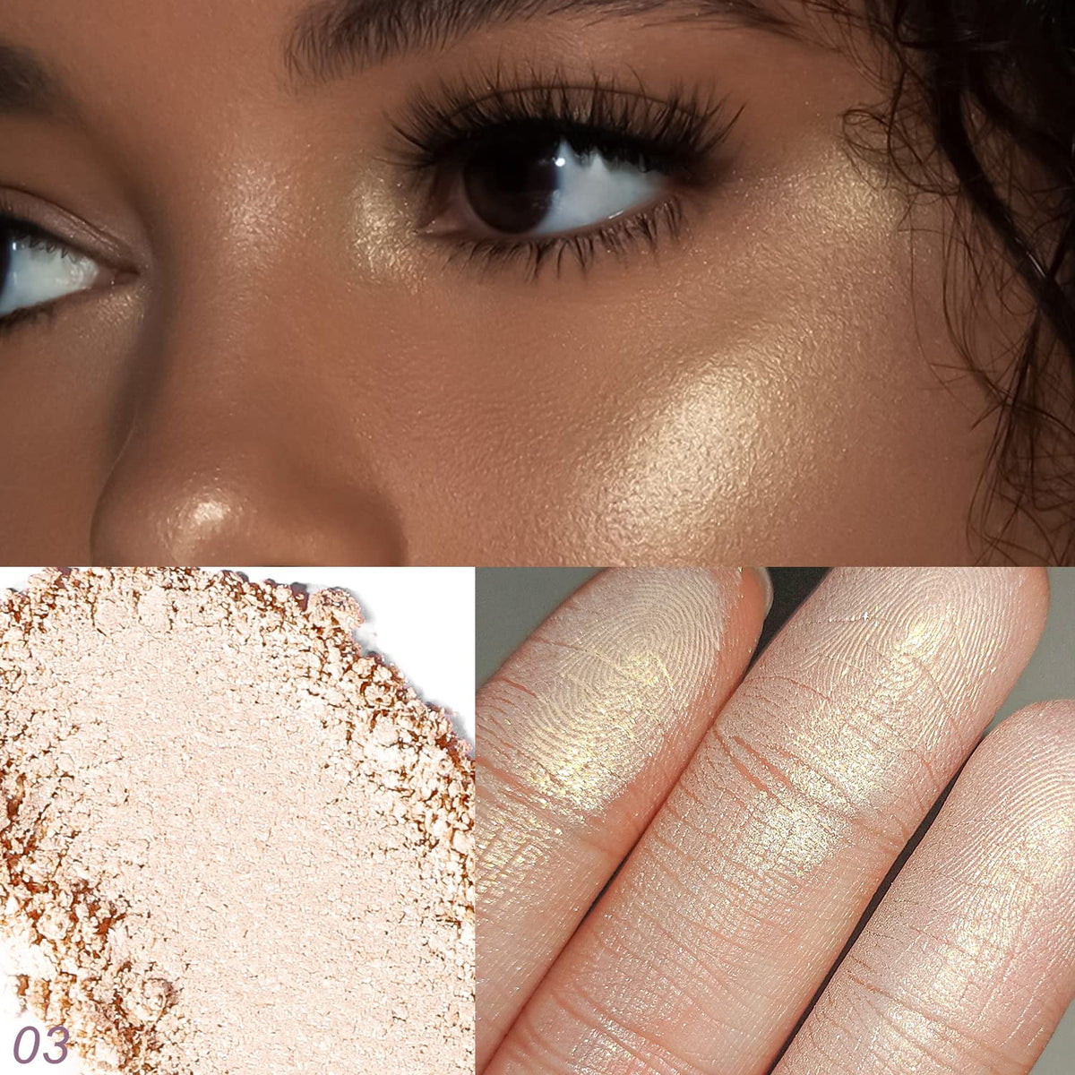 YOUNG VISION Pressed Powder Highlighter, Baked Natural Glow Contour Powder & Face Highligher