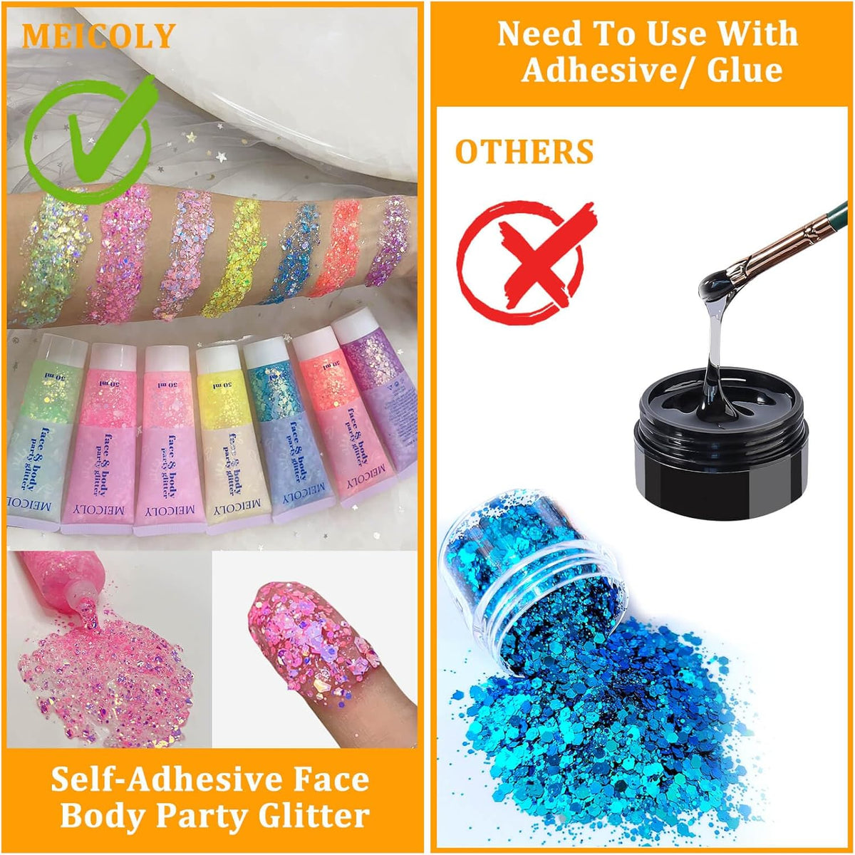 MEICOLY Chameleon Light Pink Body Glitter,Chunky Face Glitter for Halloween,Color Changing Mermaid