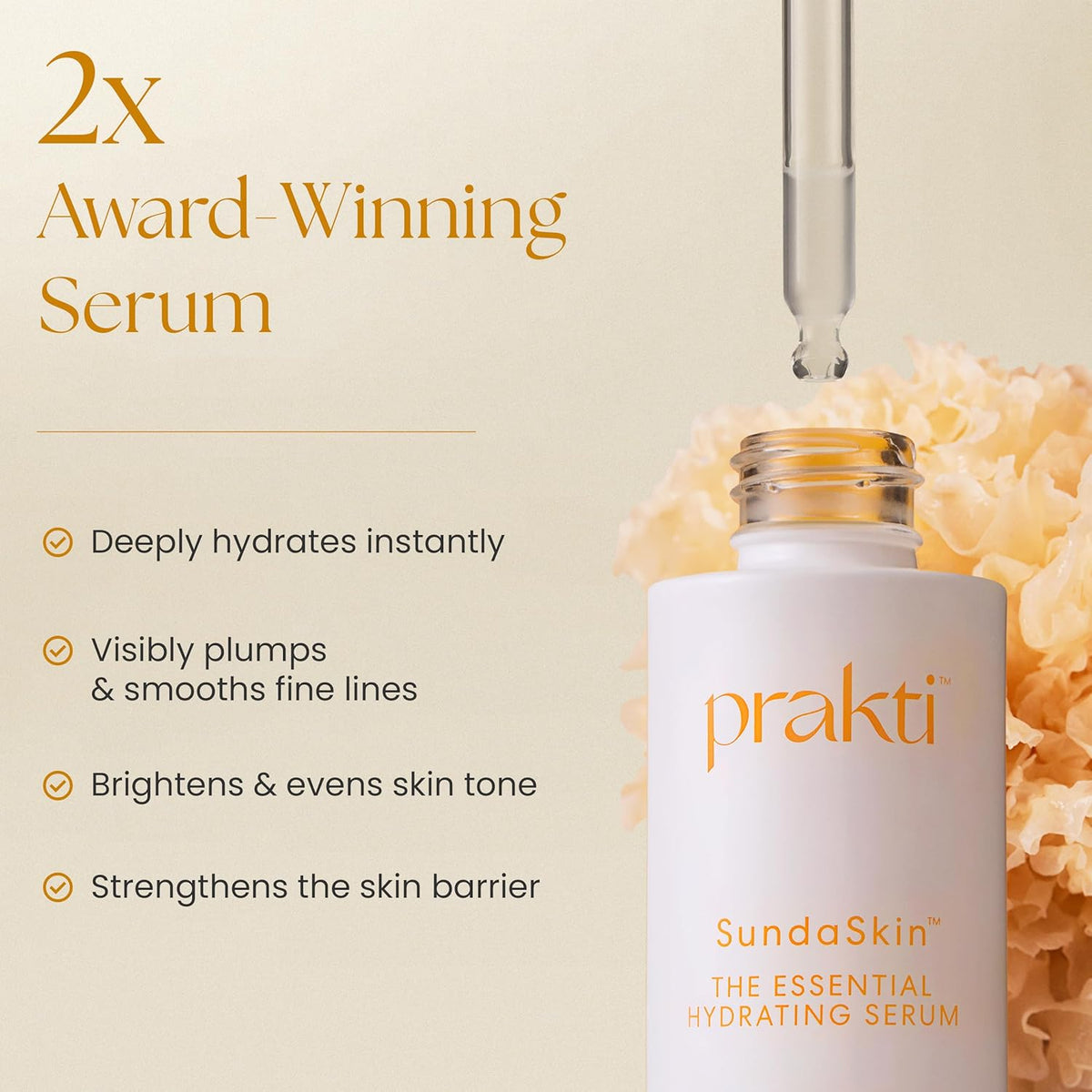 Prakti SundaSkin Essential Hydrating Serum, Firms, Smooths & Evens Skin Tone with Niacinamide &