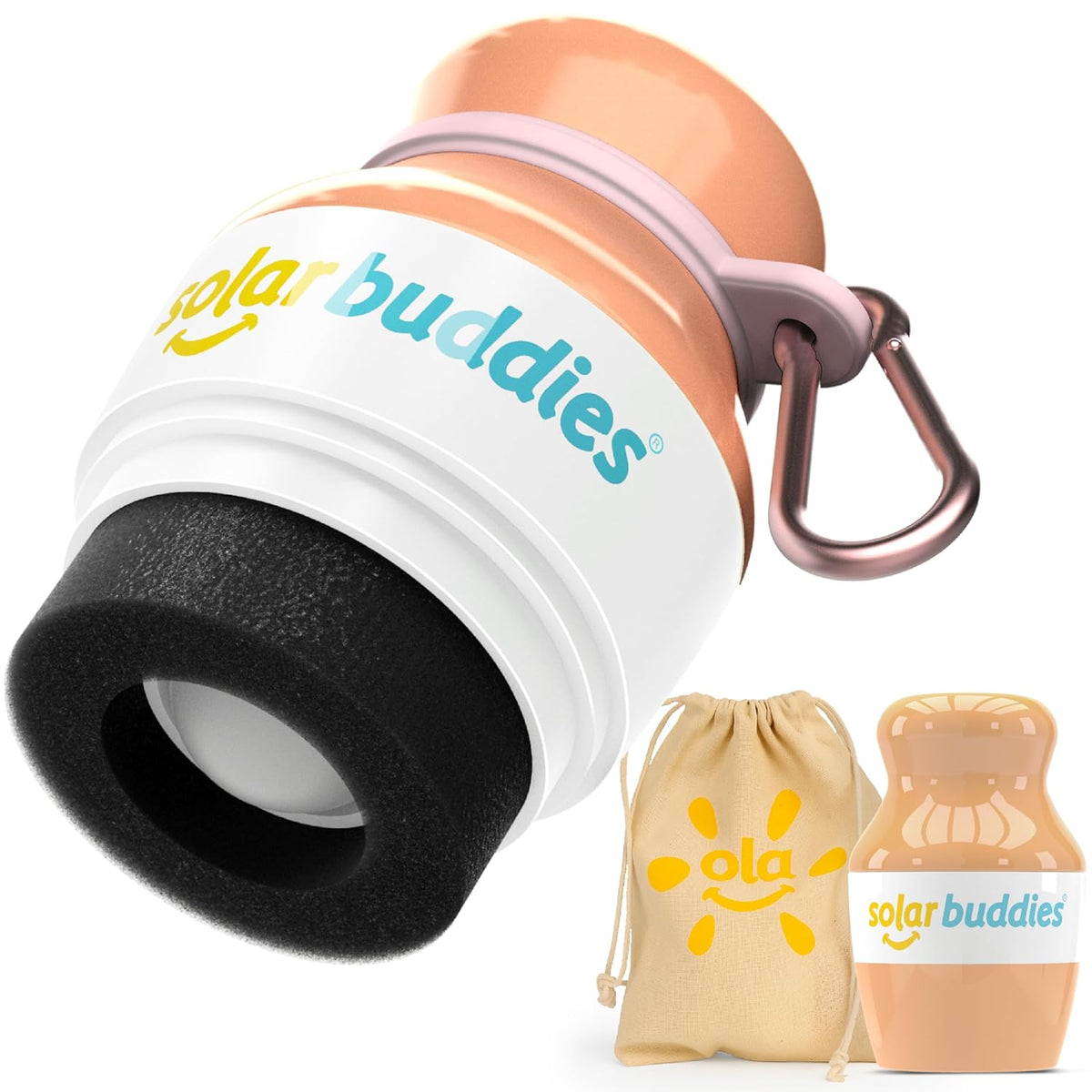 Solar Buddies Bag Bundle & Carabina Clip - Full Green - Refillable Roll on Sponge Sunscreen
