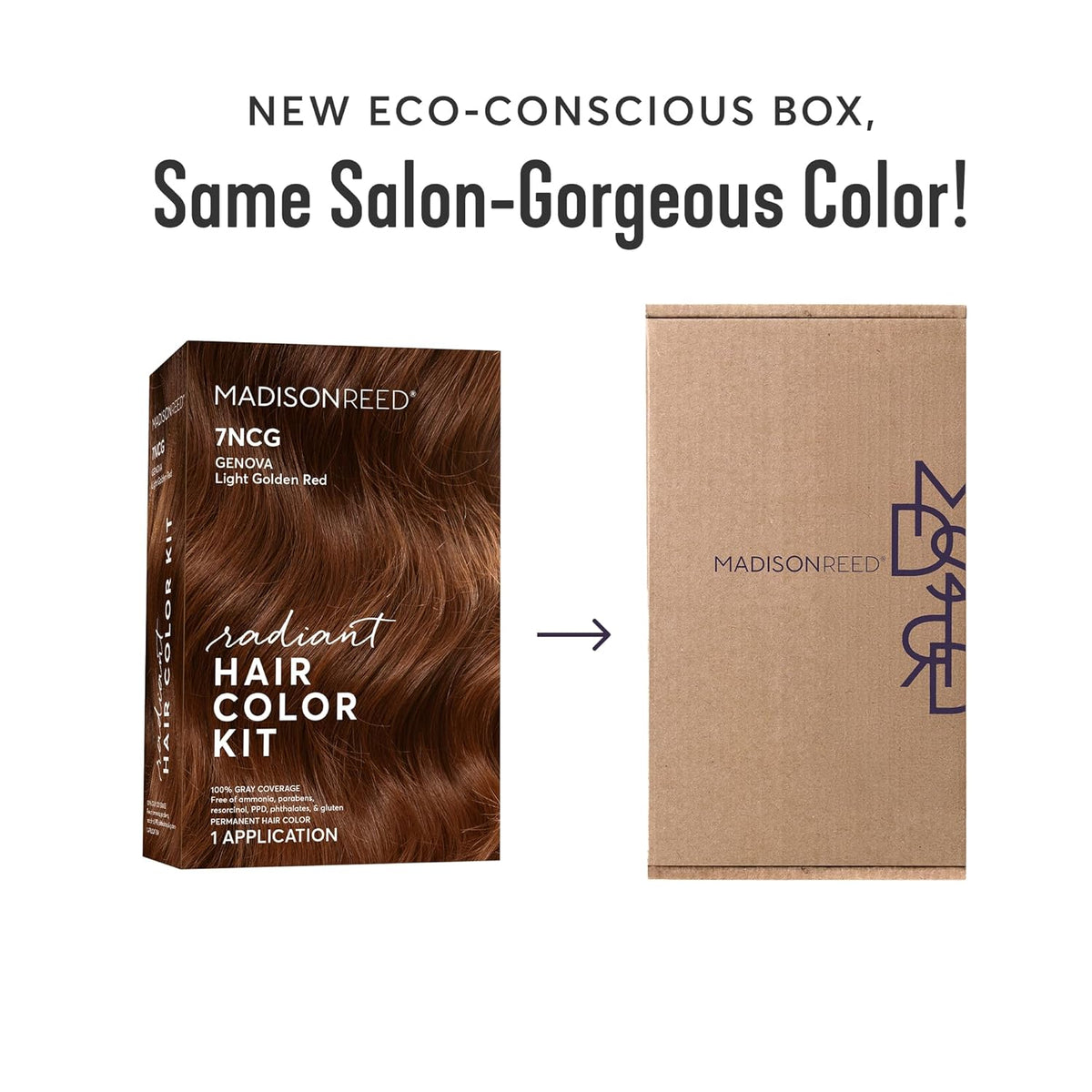 Madison Reed Radiant Hair Color Kit | 7NCG Light Golden Copper (Genova Red) for 100% Gray Hair