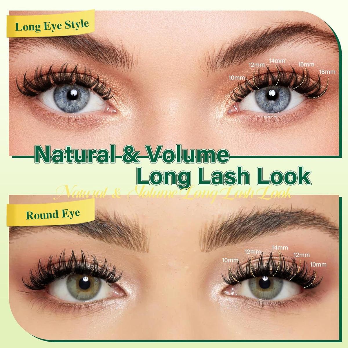 KEYYOULASH Lash Clusters Manga Lash Extension D Curl 120pcs 8-18mm Wispy Eyelash Clusters Natural