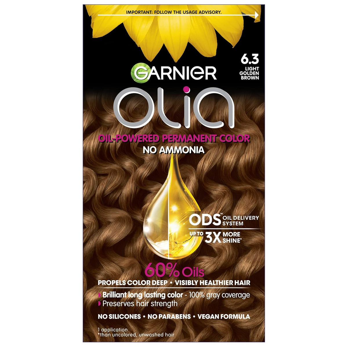 Garnier Hair Color Olia Ammonia-Free Brilliant Color Oil-Rich Permanent Hair Dye, 6.3 Light Golden