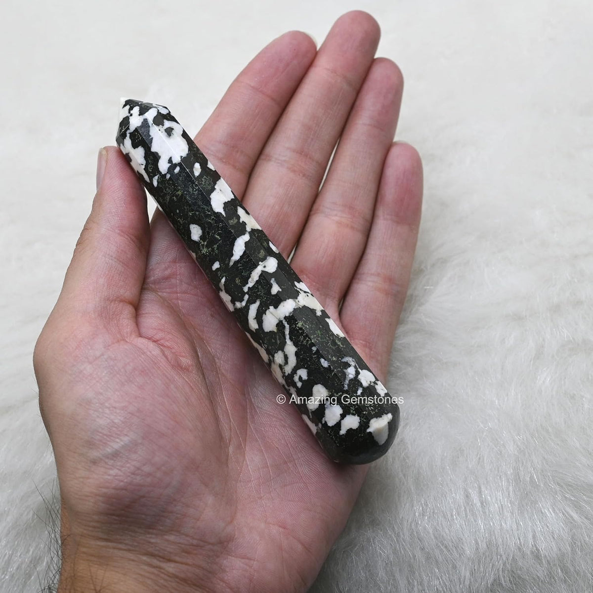 Amazing Gemstone Black and White Tourmaline Crystal Wand Massage Stick - Pelvic Wand Gua Sha for