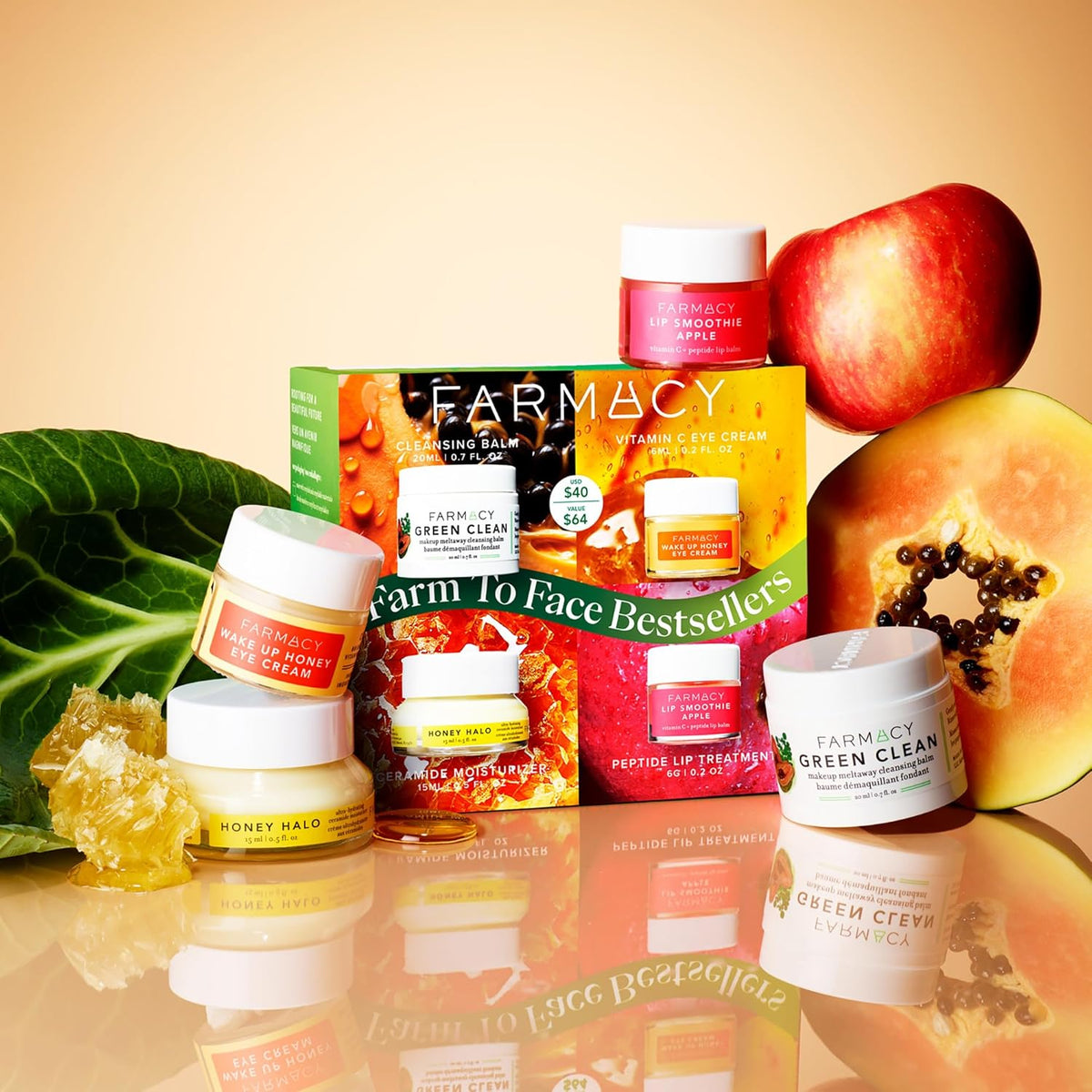 Farmacy Bestsellers Skin Care Set - Includes Green Clean Cleansing Balm, Wake Up Honey Eye Cream