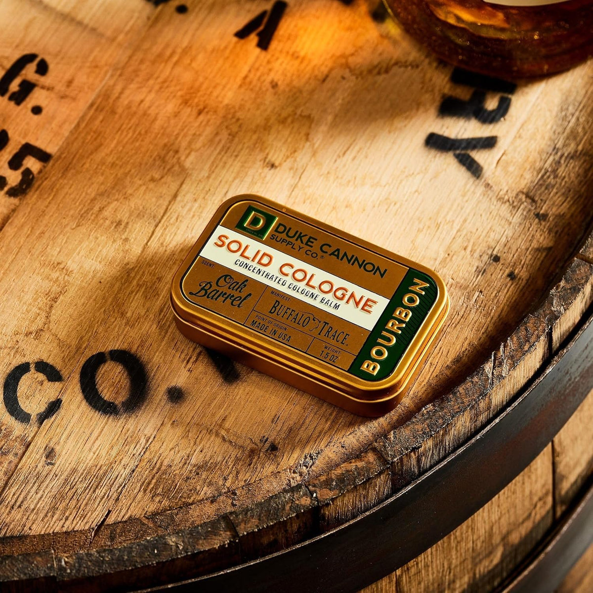 Duke Cannon Supply Co. Solid Cologne for Men Bourbon (Woodsy, Charred Oak Barrel Scent)