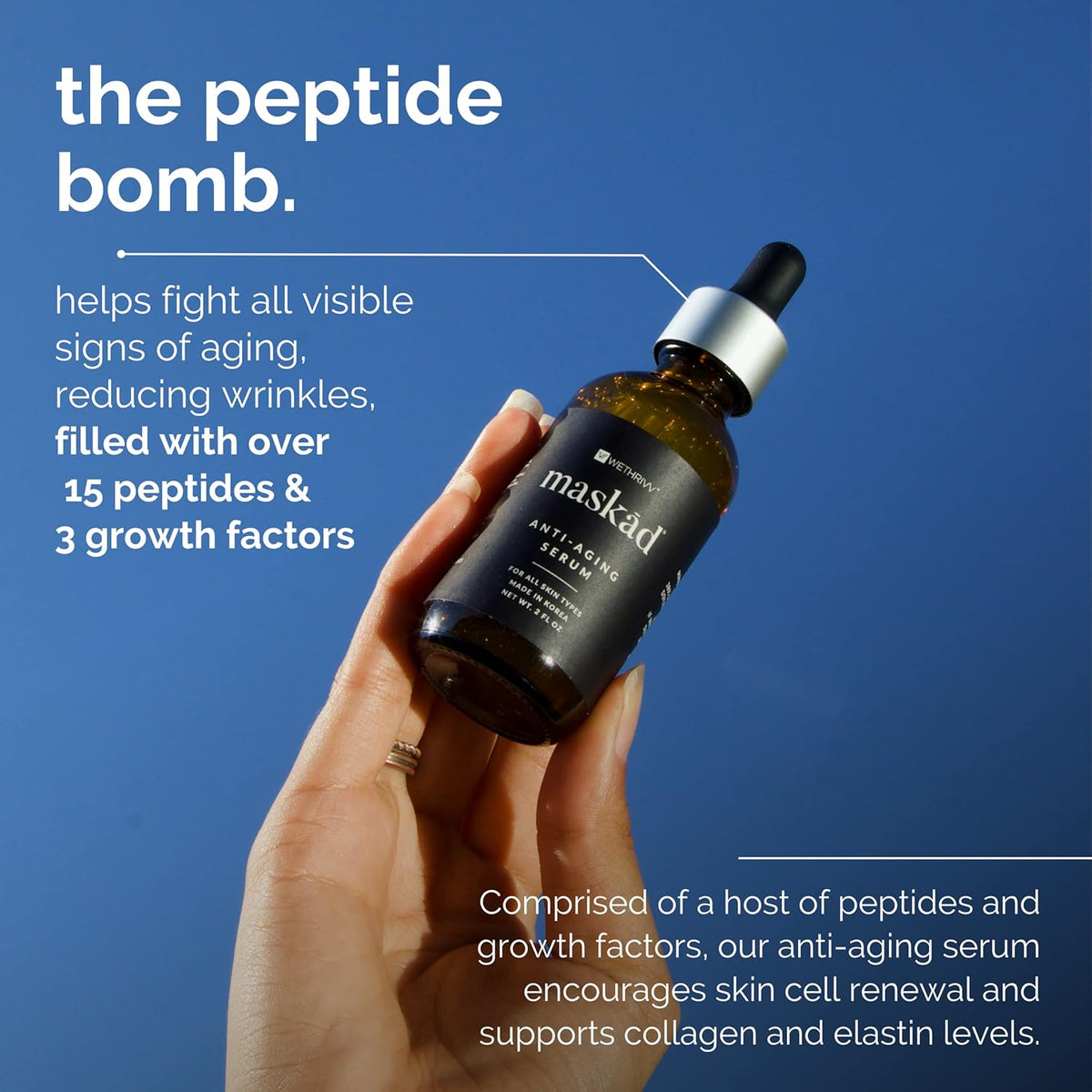 MASKĀD® Advanced Anti-Aging Multi-Peptide Enriched Facial Serum, Peptide Serum to Support Skin