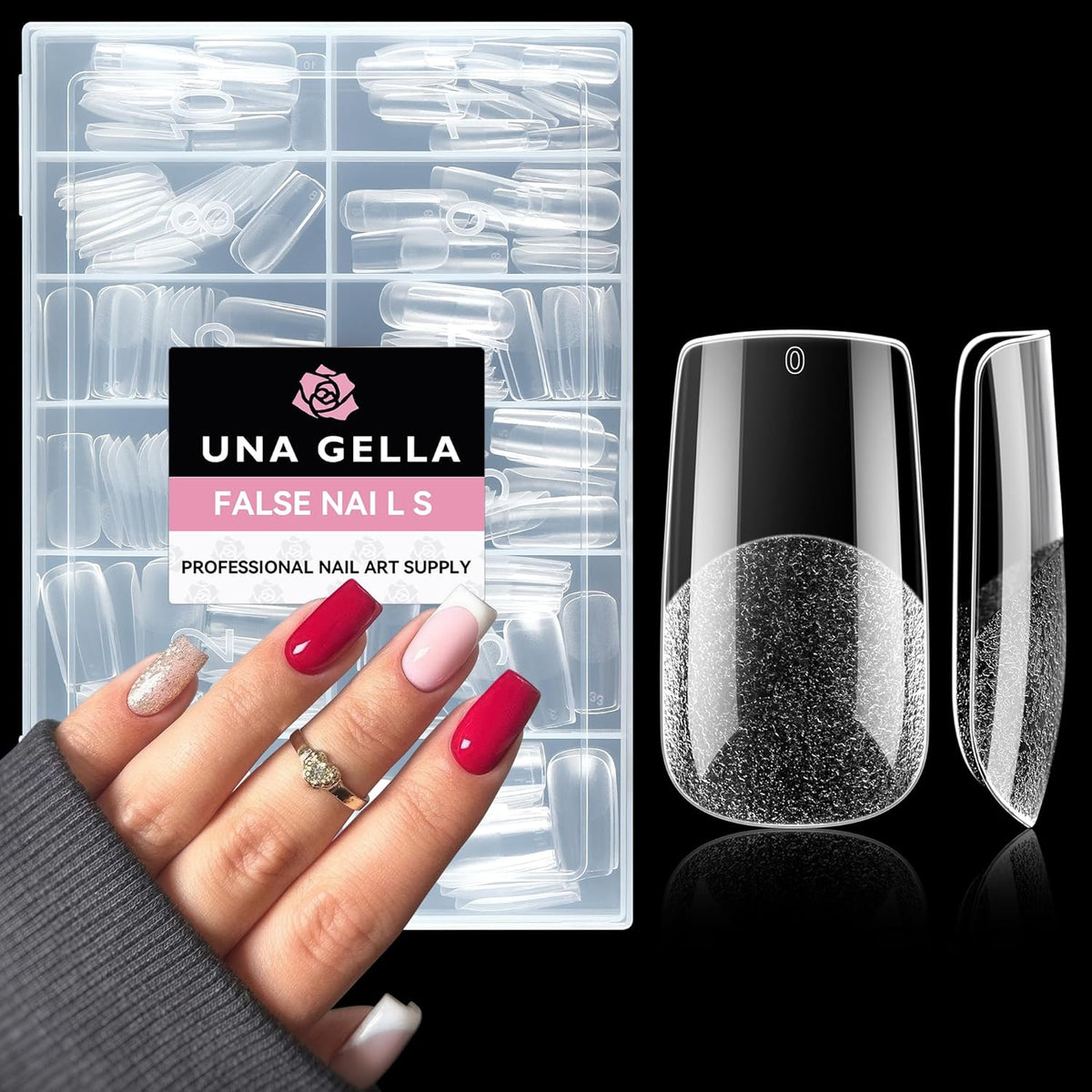 UNA GELLA Medium Square Nail Tips: 216pcs Square Press on Nails Pre-shape Clear Nails Tips for Full