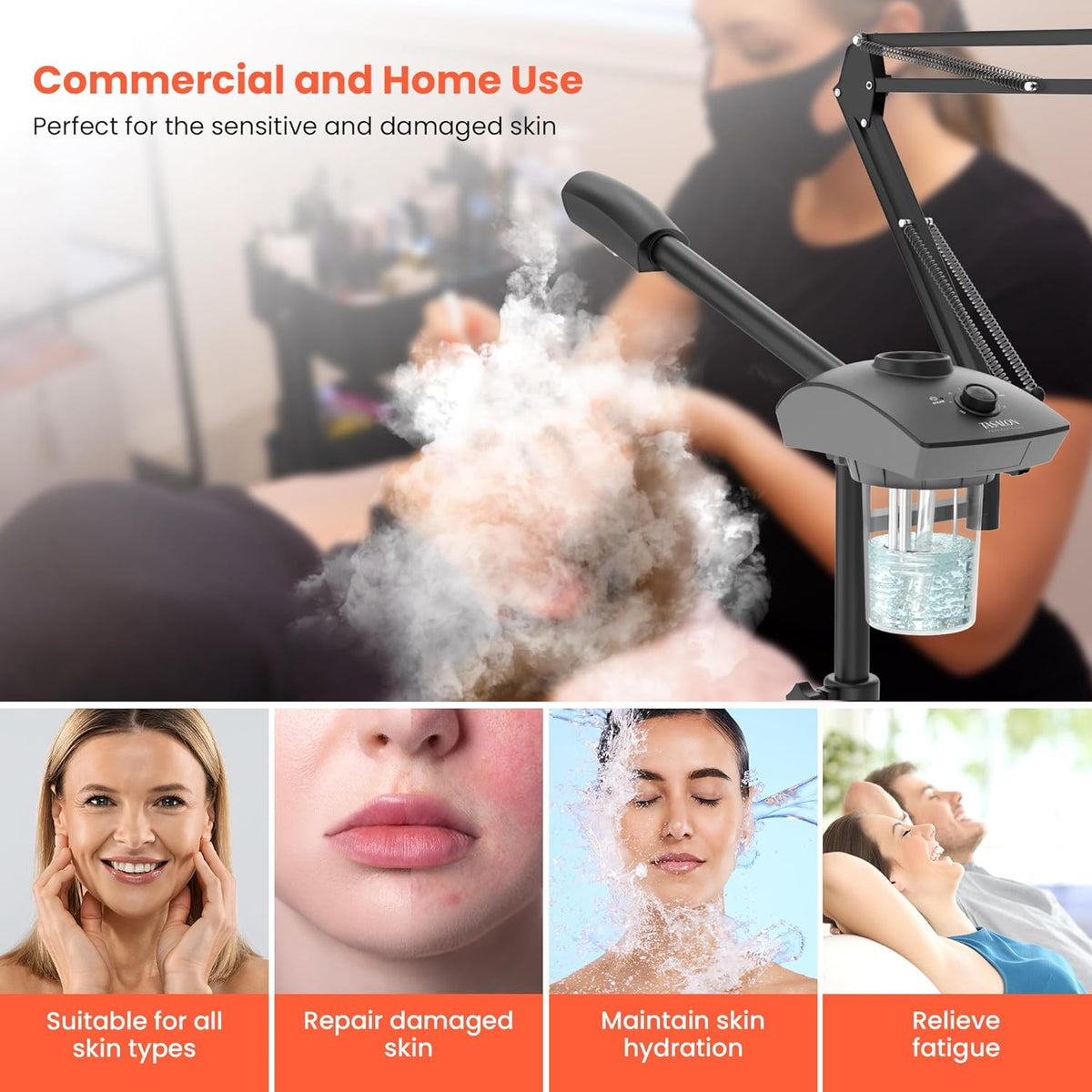 TASALON Professional 2-in-1 Facial Steamer, Ozone Face Steamer with 5X Magnifying Lamp Deep